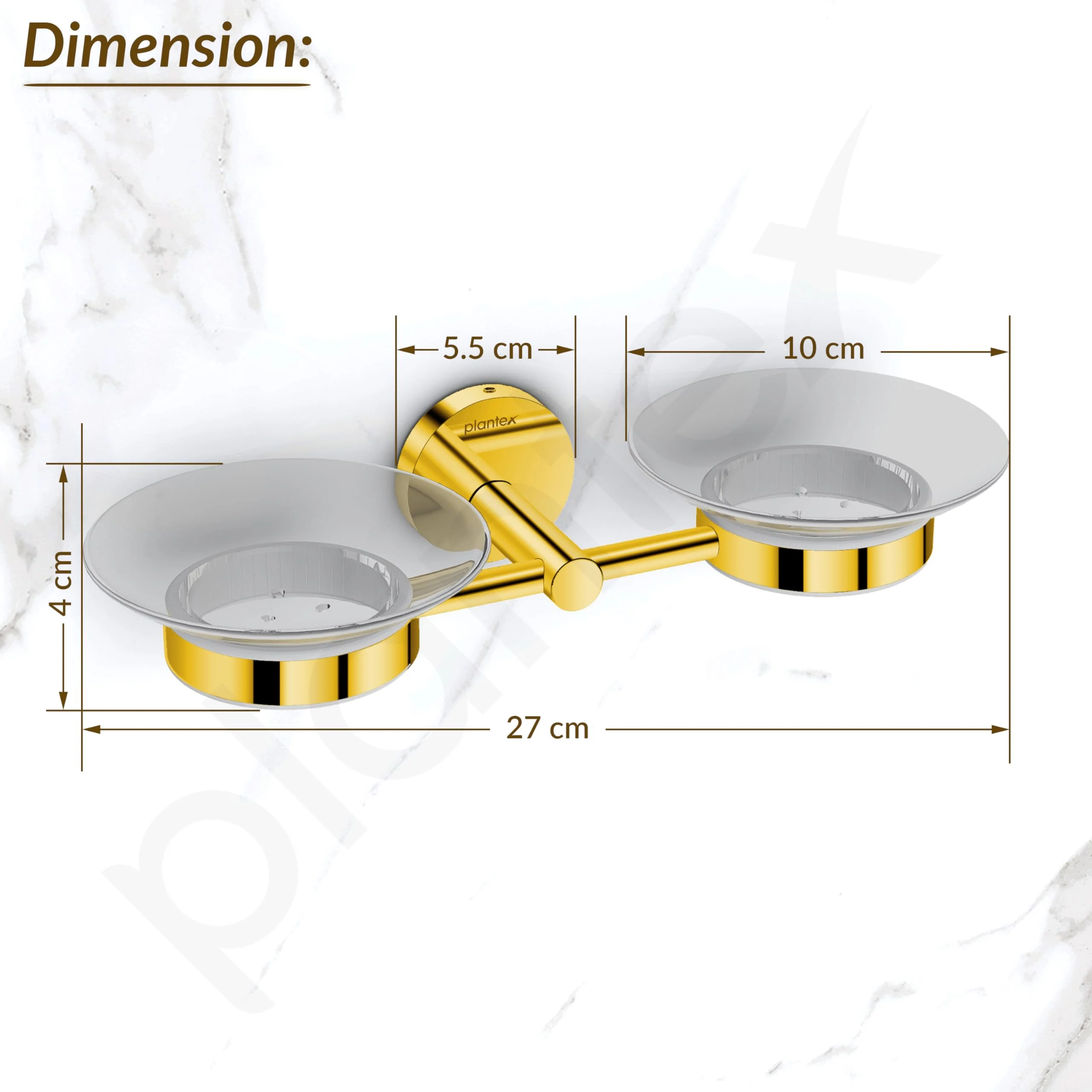 Plantex 304 Grade Stainless Steel Twin Soap Holder Stand for Bathroom and Wash Basin/Bathroom Accessories - Oreo (Gold) - Image 3