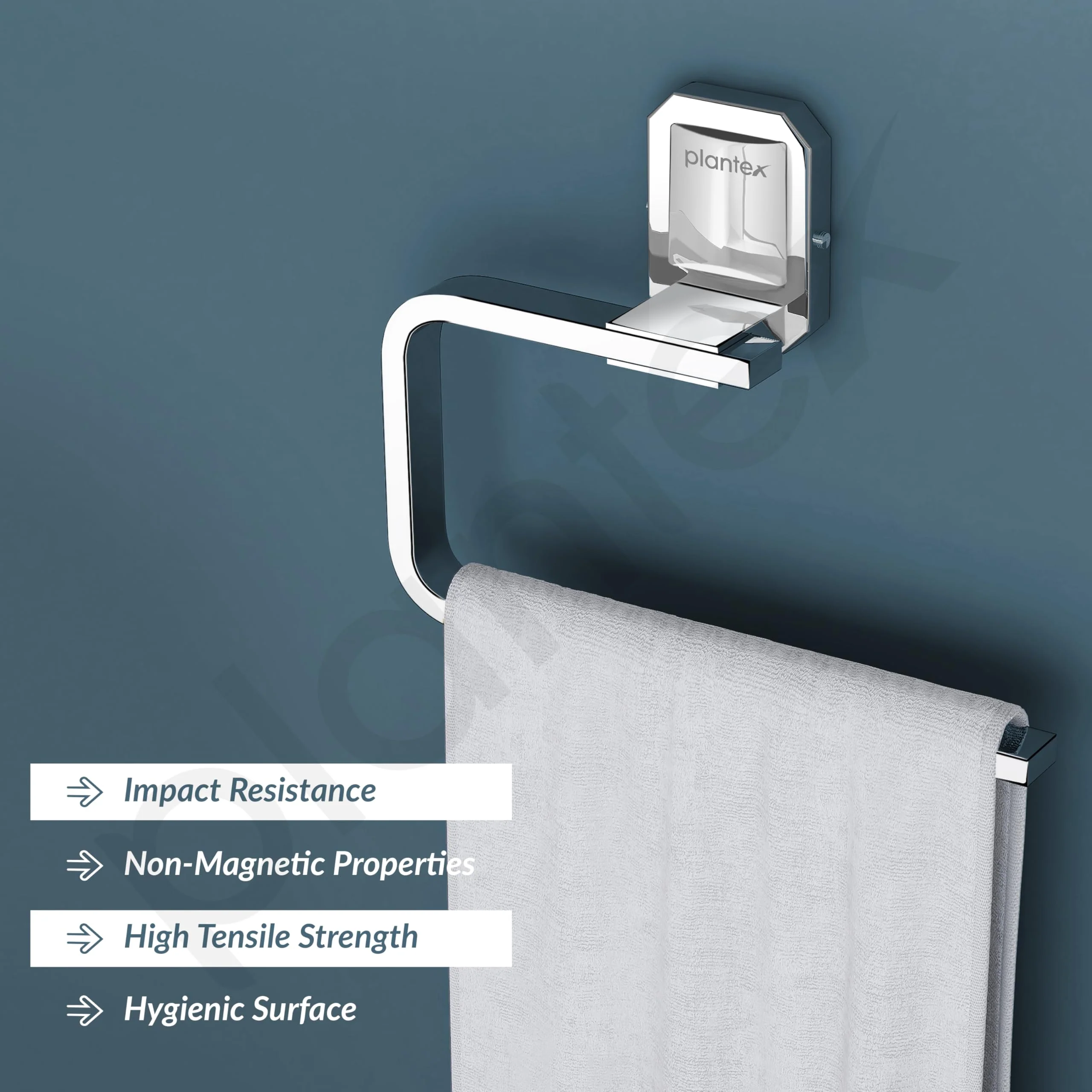 Plantex 304 Grade Stainless Steel Wash Basin Towel Holder/Hand Napkin Hanger/Towel Ring for Kitchen/Bathroom Accessories - Cute (Chrome) - Image 2