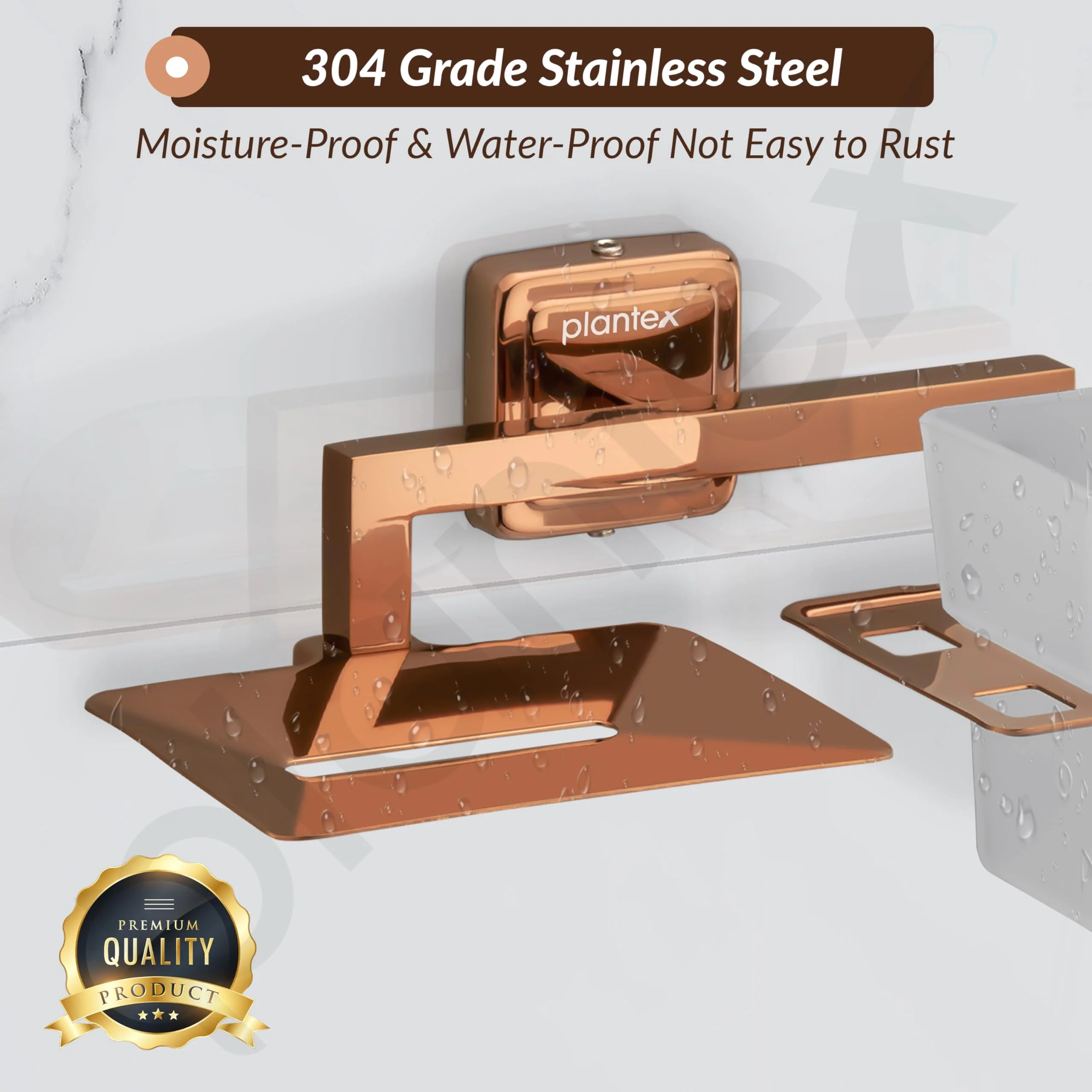 Plantex 304 Stainless Steel Decan Rose Gold Soap and Brush Holder Stand for Bathroom/Soap Stand/Tooth Brush Holder - Bathroom Accessories - Image 7