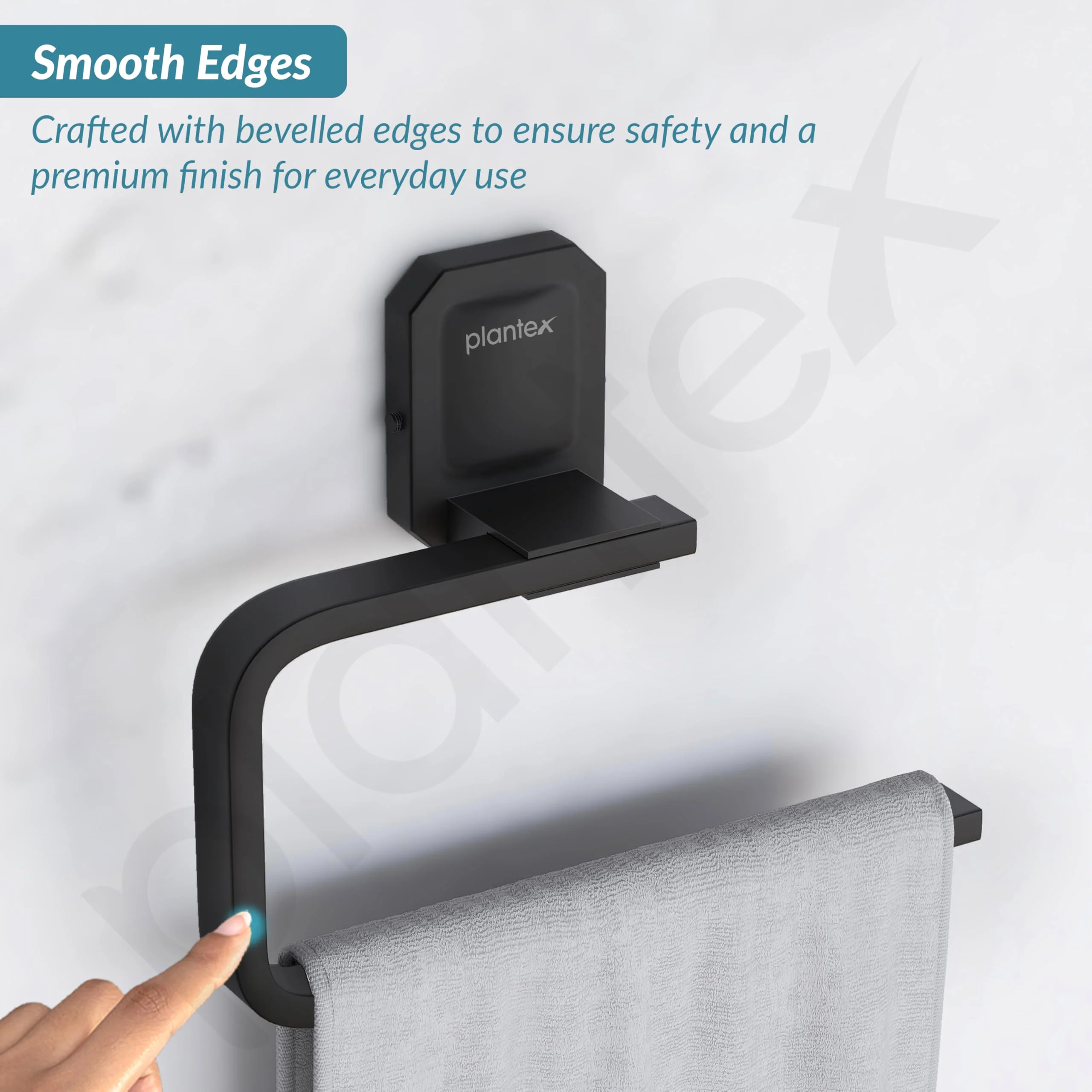 Plantex 304 Stainless Steel Napkin Holder for Wash Basin/Towel Ring for Bathroom/Towel Hanger/Bathroom Accessories - Cute (Black) - Image 7