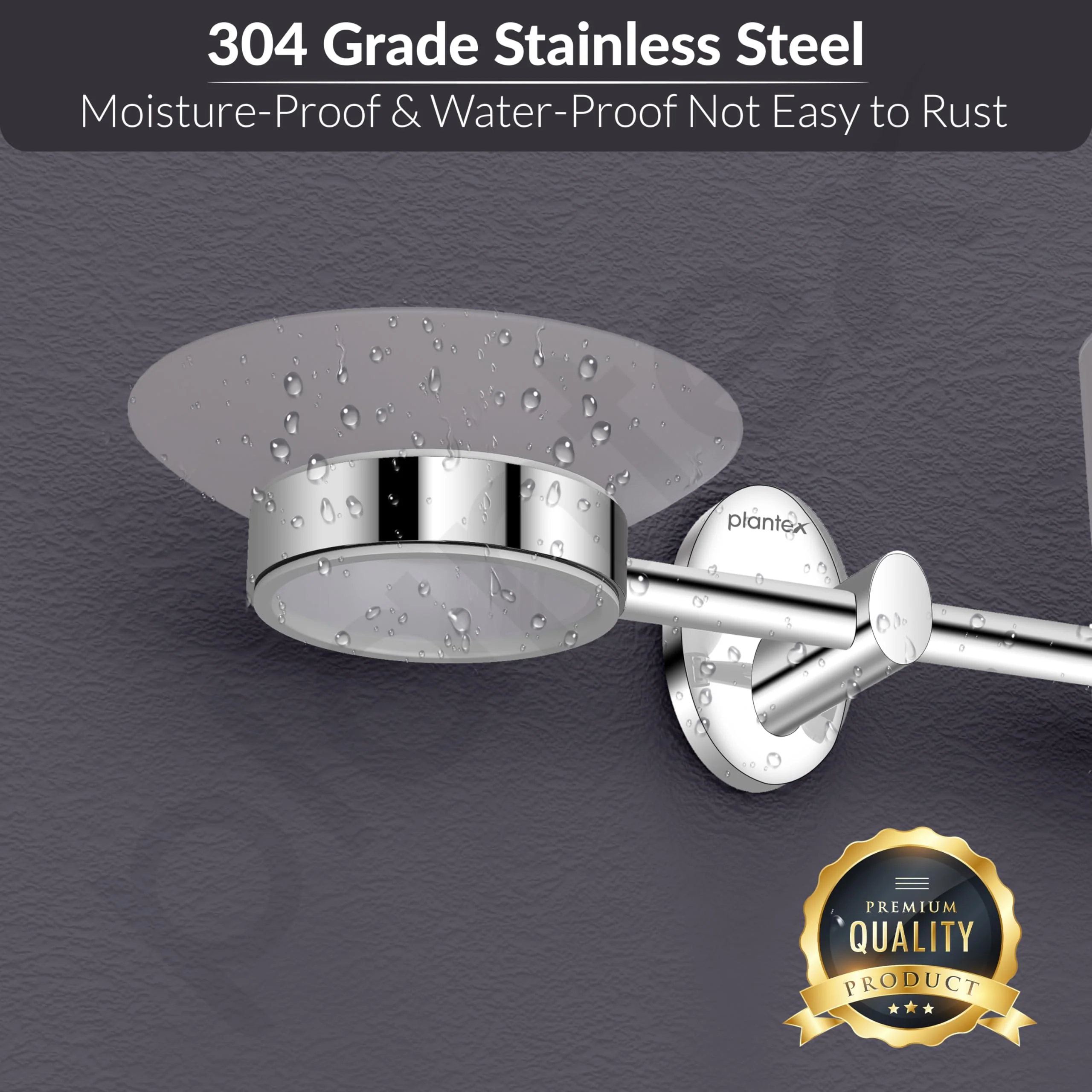 Plantex 304 Stainless Steel Oreva Silver 2 in 1 Soap and Brush Holder Stand/Wall Mounted Soap Holder/Bathroom Accessories - (Chrome) - Image 4