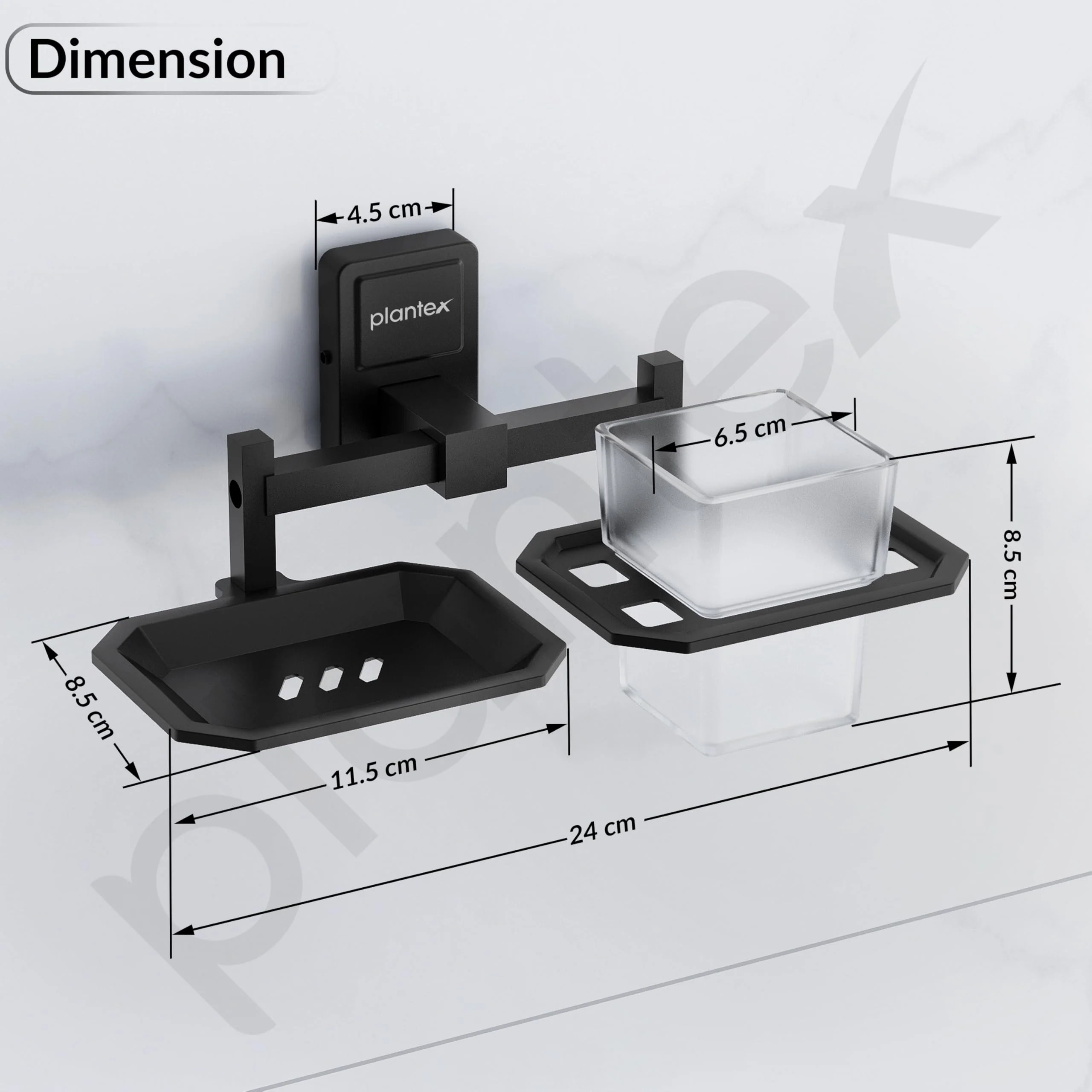 Plantex 304 Stainless Steel Soap and Brush Holder Stand for Bathroom and Wash Basin/Bathroom Accessories Darcy (Black) - Image 2