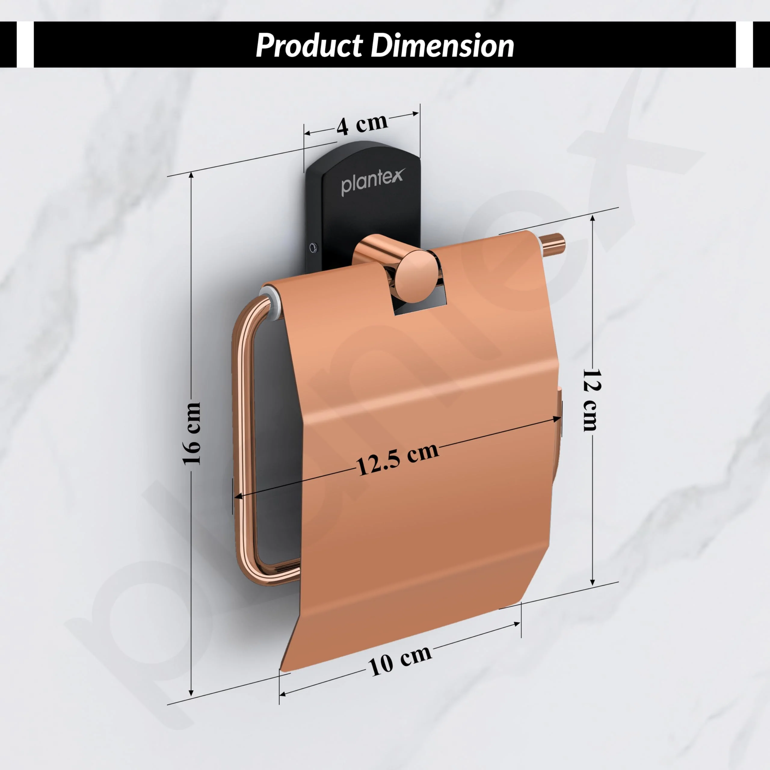 Plantex 304 Stainless Steel Toilet Paper Holder/Tissue Paper Roll Holder for Bathroom/Washroom/Bathroom Accessories -Parv (Rose Gold & Black) - Image 3