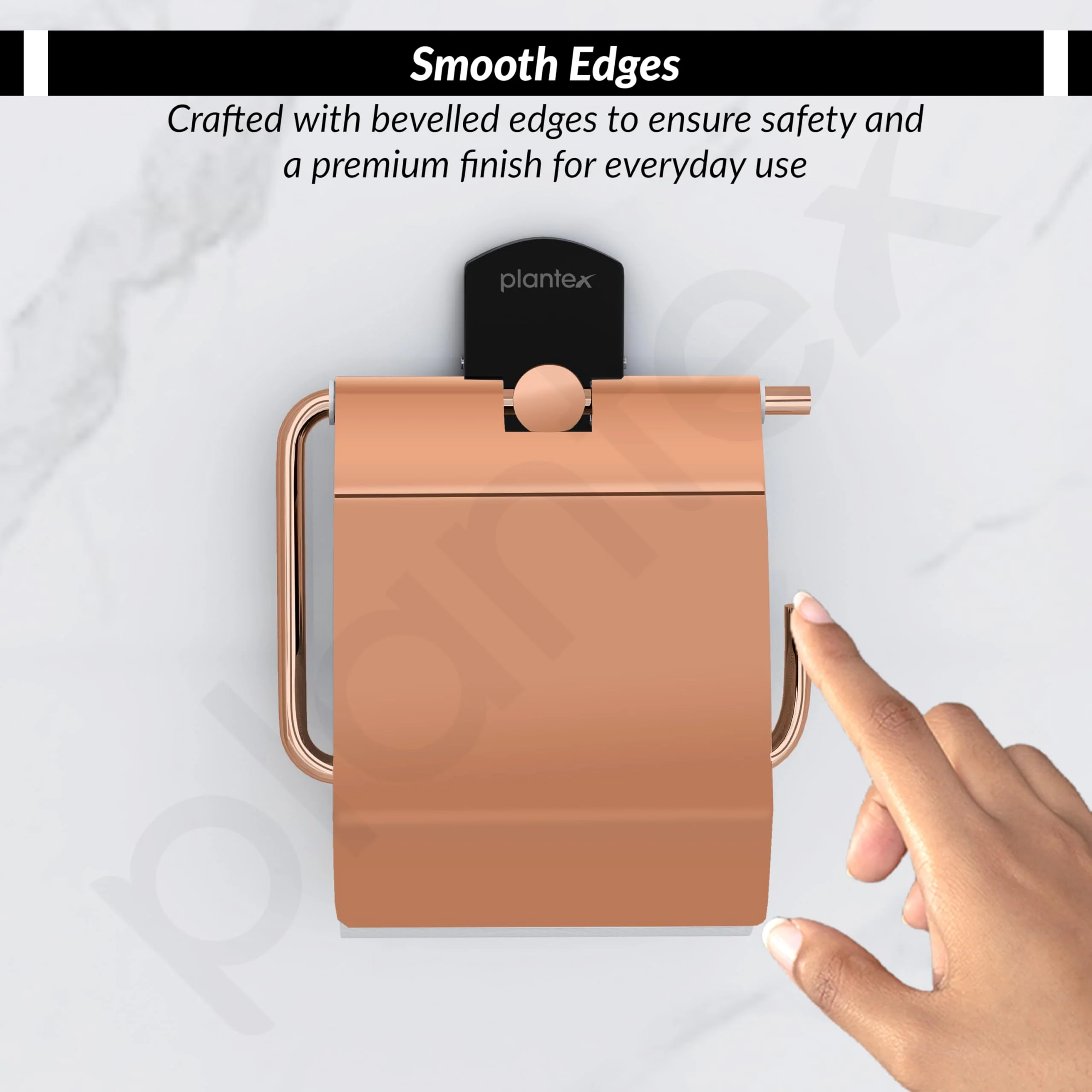 Plantex 304 Stainless Steel Toilet Paper Holder/Tissue Paper Roll Holder for Bathroom/Washroom/Bathroom Accessories -Parv (Rose Gold & Black) - Image 5