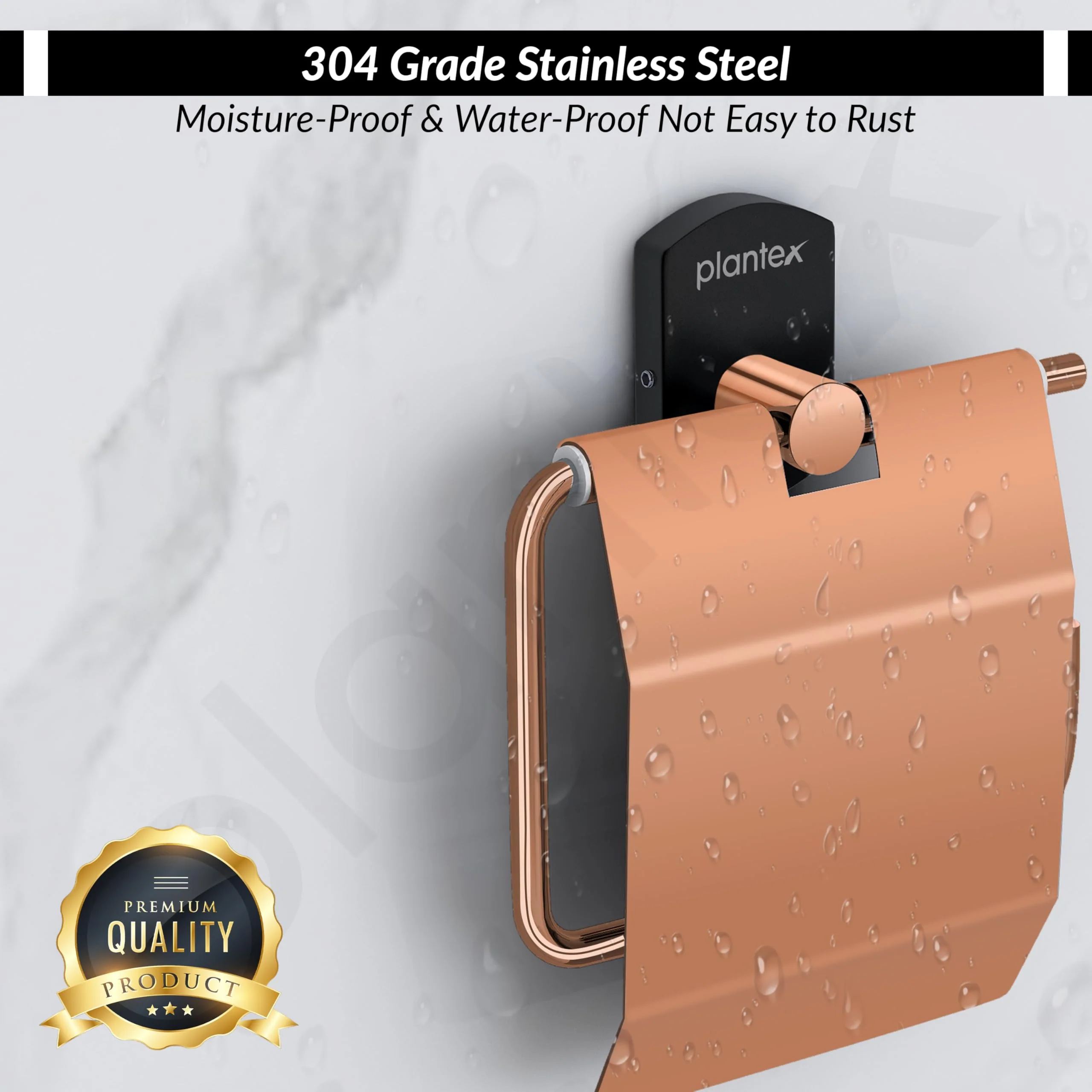 Plantex 304 Stainless Steel Toilet Paper Holder/Tissue Paper Roll Holder for Bathroom/Washroom/Bathroom Accessories -Parv (Rose Gold & Black) - Image 7