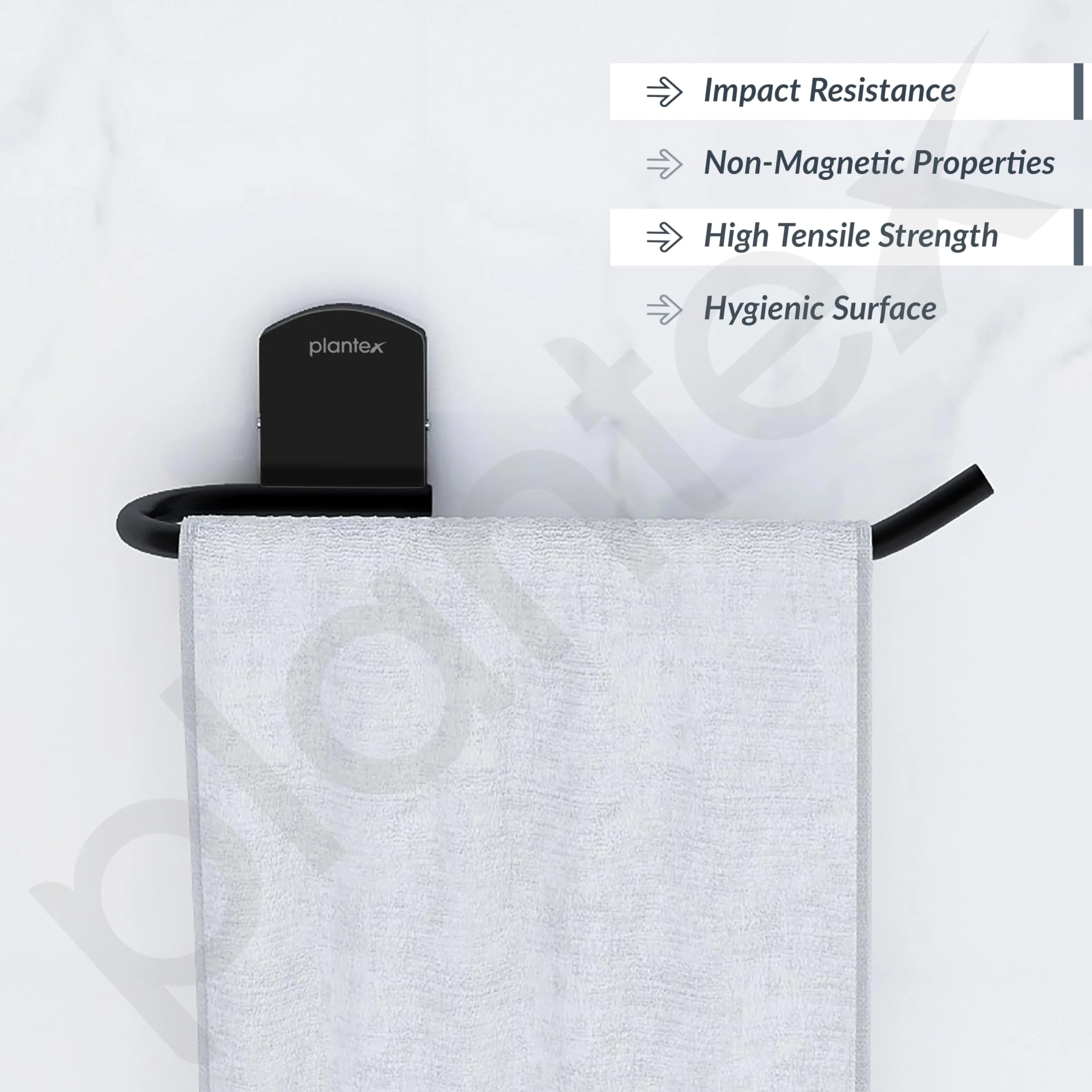 Plantex 304 Steinless Steel Towel Hanger for Wash Basin/Towel Holder/Towel Ring for Wash Basin/Bathroom Accessories (Black) Parv - Image 2