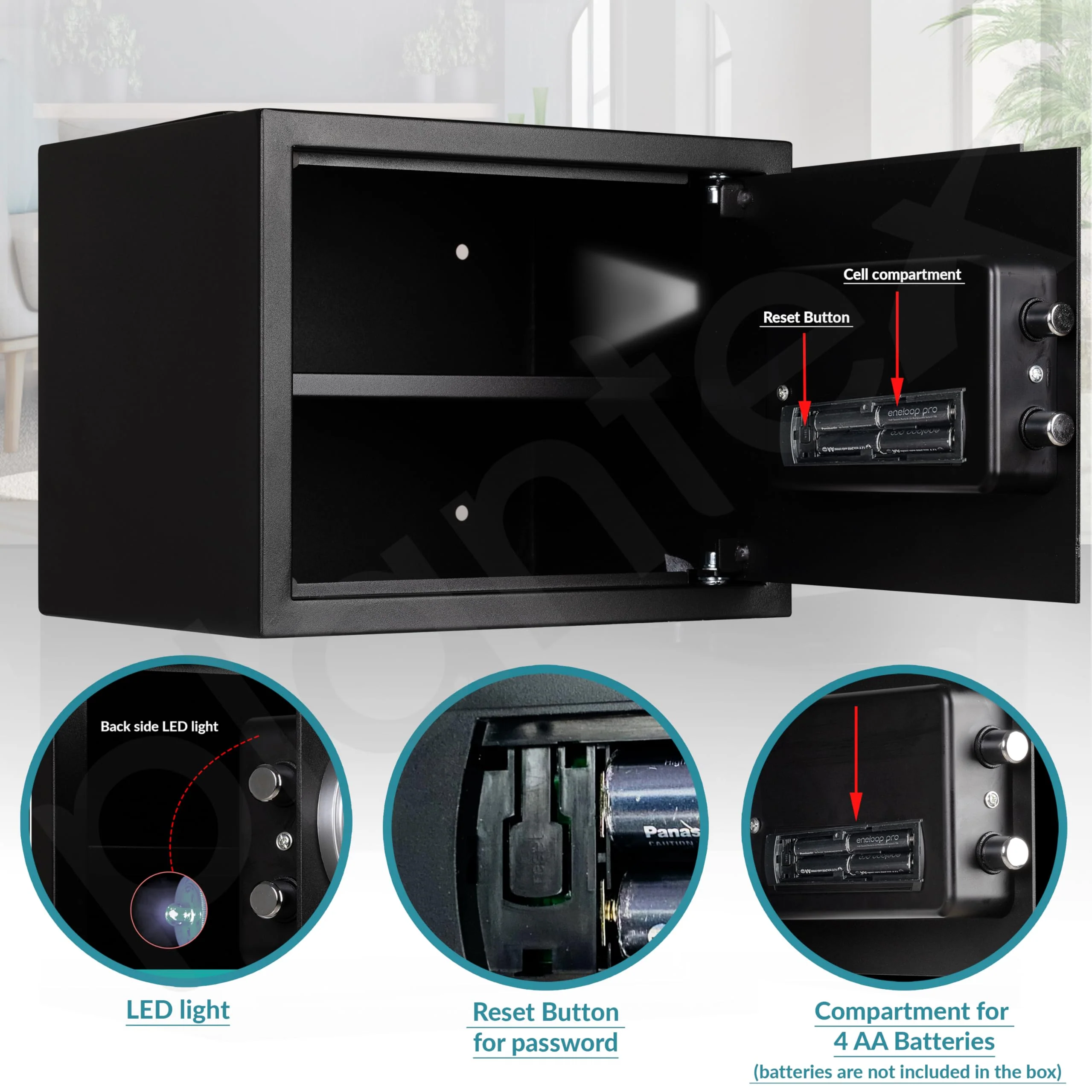 Plantex 38 Litres Safe Locker for Home/Safety Locker Box with Electronic Keypad & Emergency Keys/Master & User Code Access with LED Light/Emergency Key/2 Years Warranty By Plantex - (Black) - Image 5