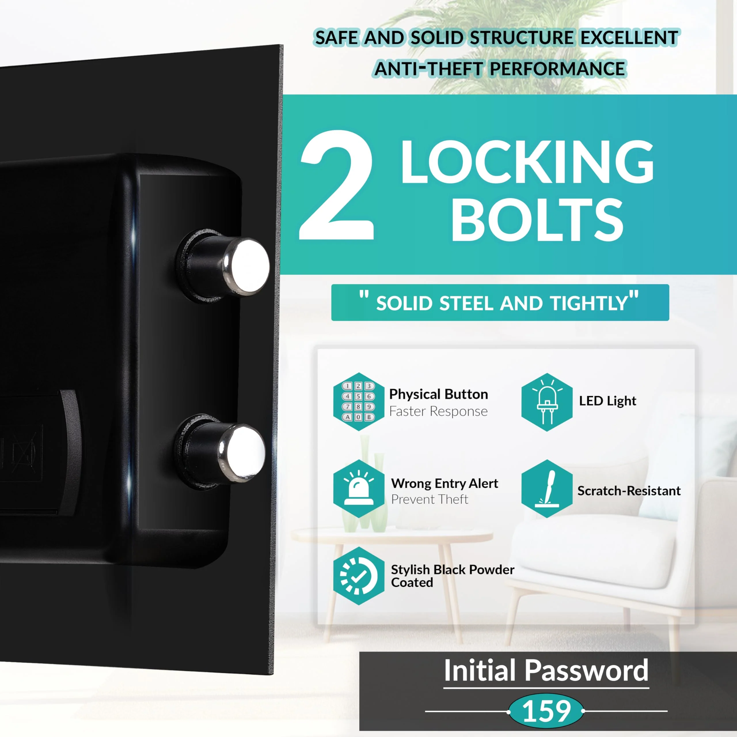 Plantex 38 Litres Safe Locker for Home/Safety Locker Box with Electronic Keypad & Emergency Keys/Master & User Code Access with LED Light/Emergency Key/2 Years Warranty By Plantex - (Black) - Image 6