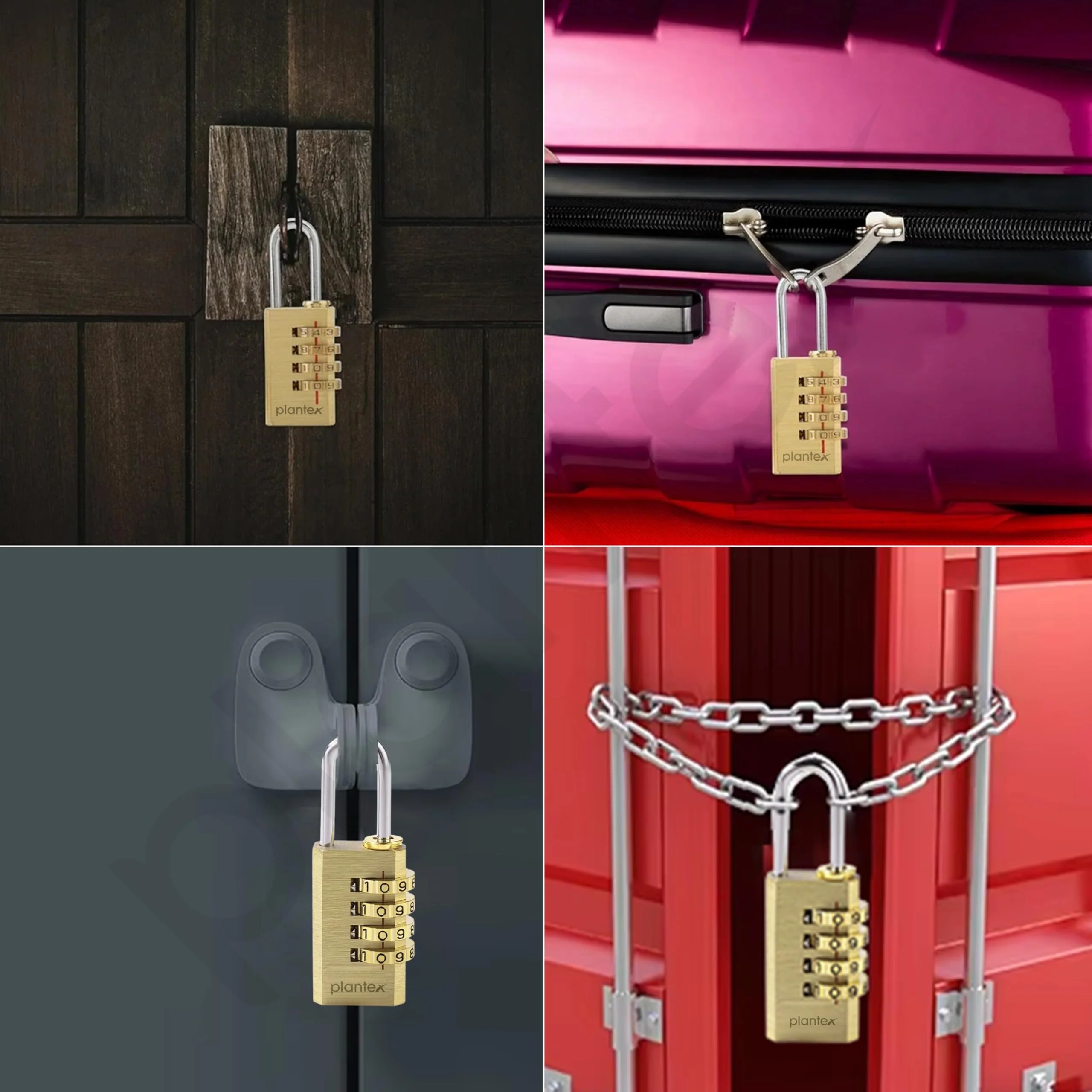 Plantex 4-Digit Code Combination Brass Locks/Number Lock/Portable Luggage Lock/Travel Lock for Briefcase/Laptop Bags - Pack of 1 (Small, Brass Antique) - Image 7