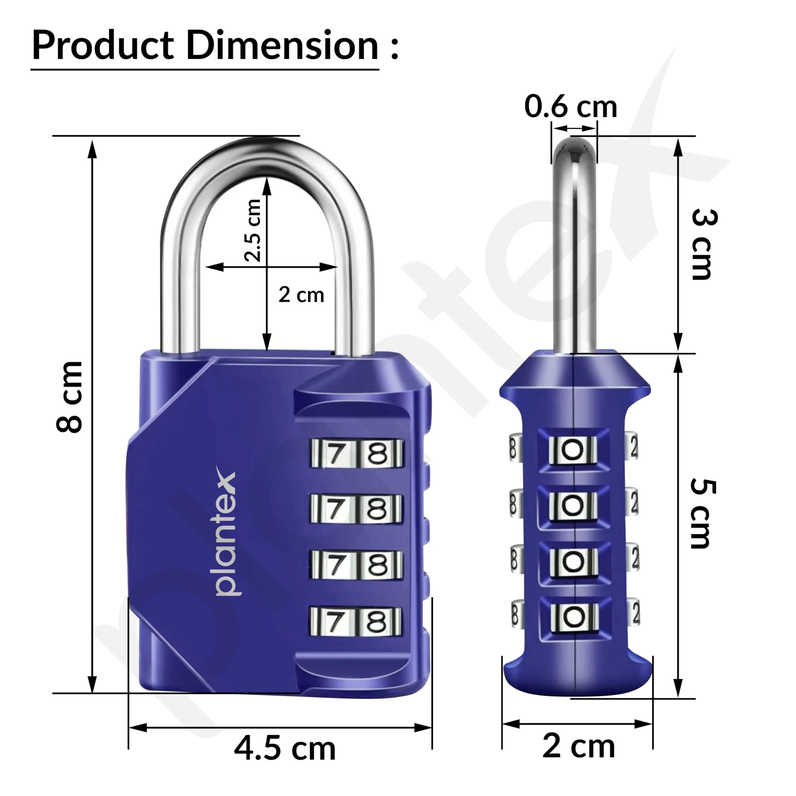 Plantex 4 Digit Combination Number Metal Lock/Zinc Alloy/Locks for Luggage/Locks for Travel Bags/Locks for Cabin Luggage/Travel Essentials - Pack of 2 (Blue) - Image 3