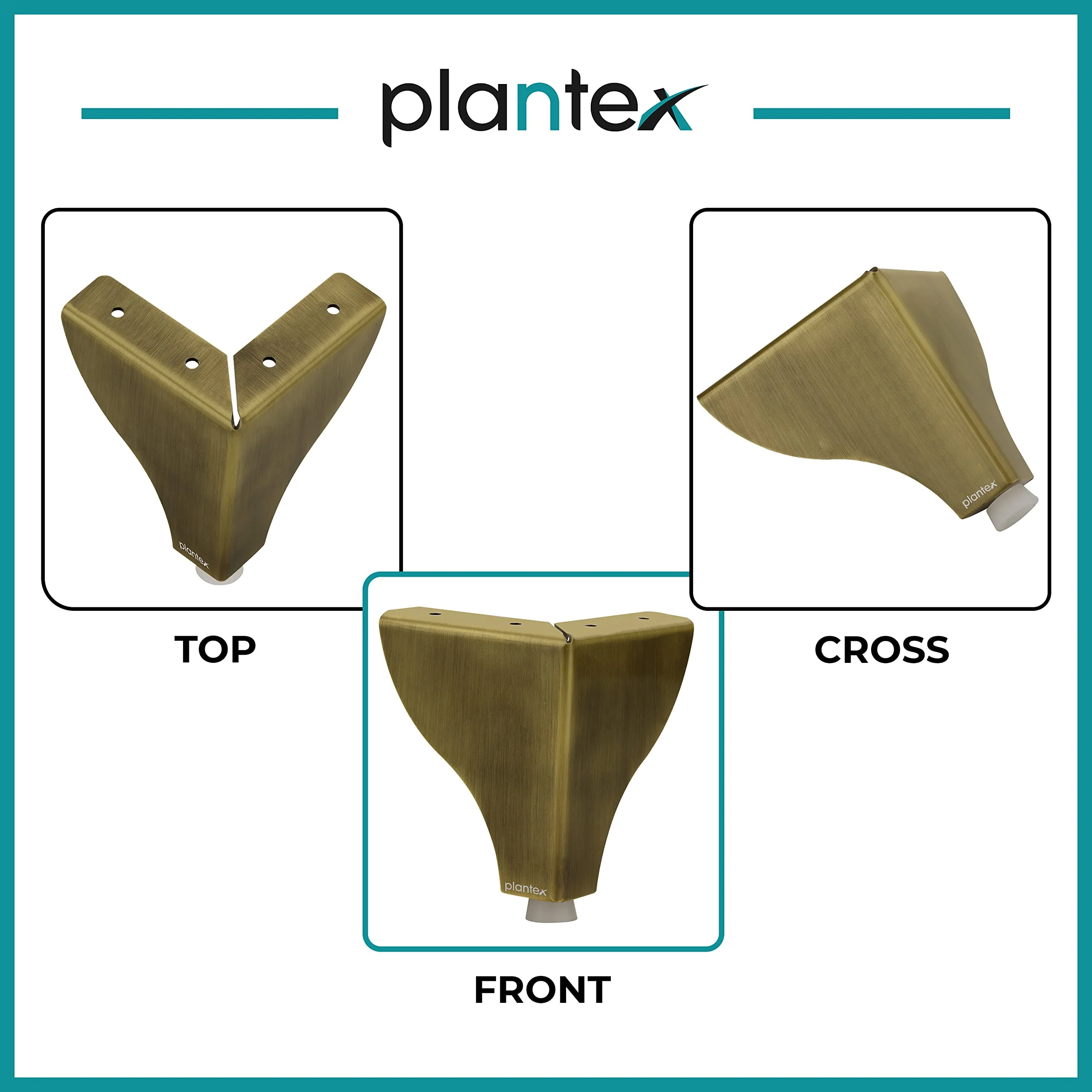 Plantex 4 Inch Sofa Legs for Bed Furniture/Sofa Legs for Table/Sofa Support Legs with Rubber Grip (Brass Antique, 6 Pcs) - Image 5