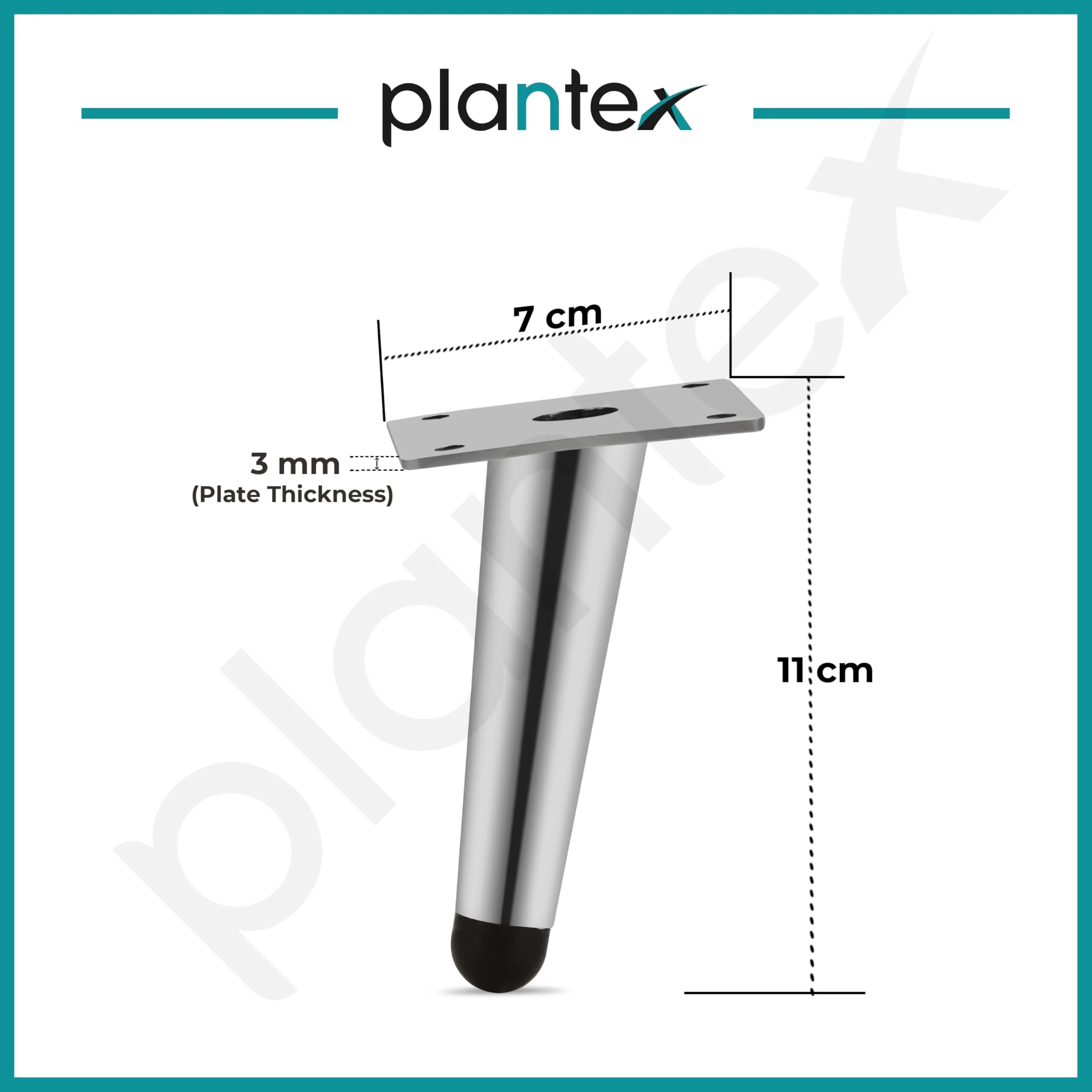 Plantex 4 Inch Sofa Legs for Bed Furniture/Sofa Legs for Table/Sofa Support Legs with Rubber Grip (Chrome Finish, 6 Pcs) - Image 3