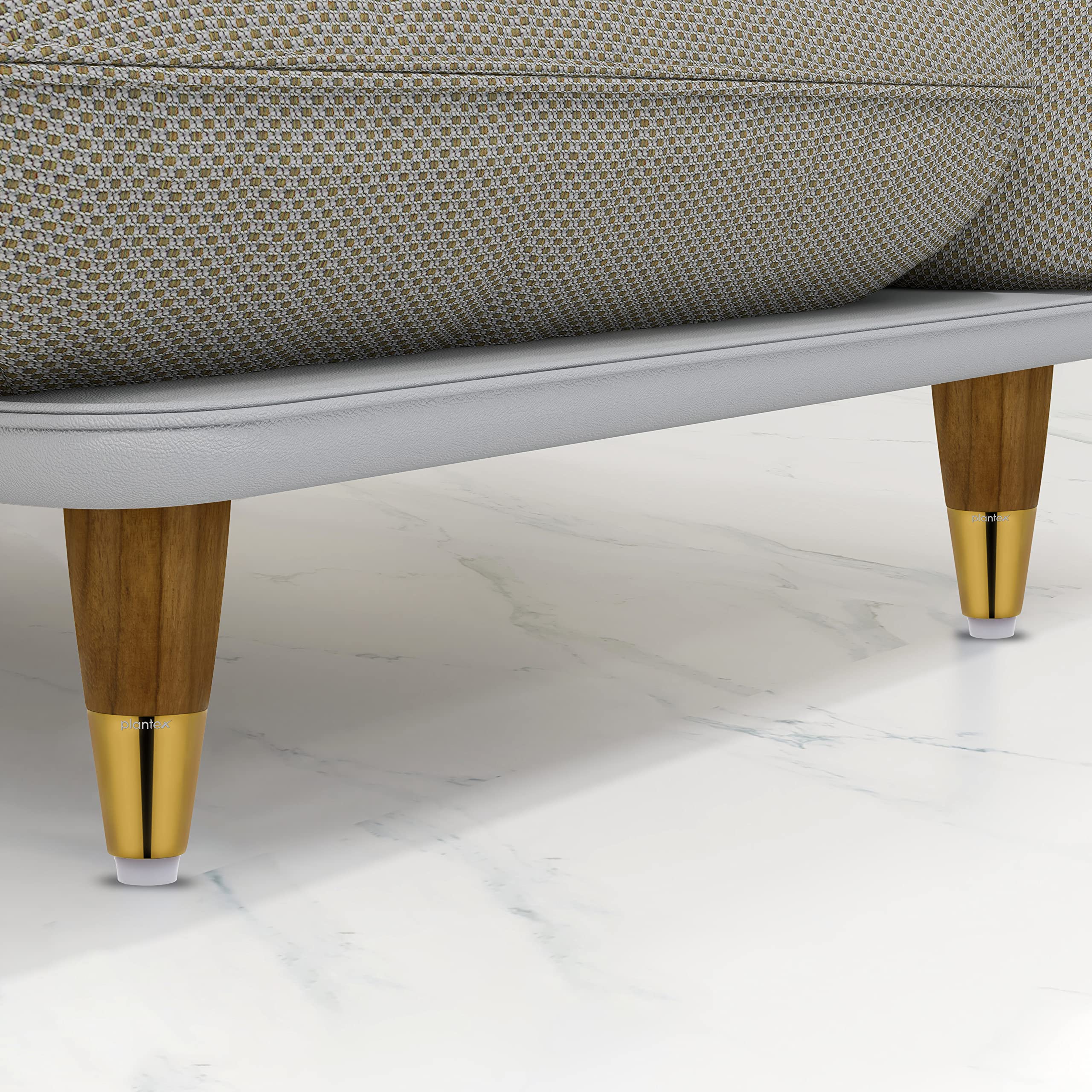Plantex 4 Inch Sofa Legs for Bed Furniture/Sofa Legs for Table/Sofa Support Legs with Rubber Grip (Gold, 6 Pcs) - Image 2