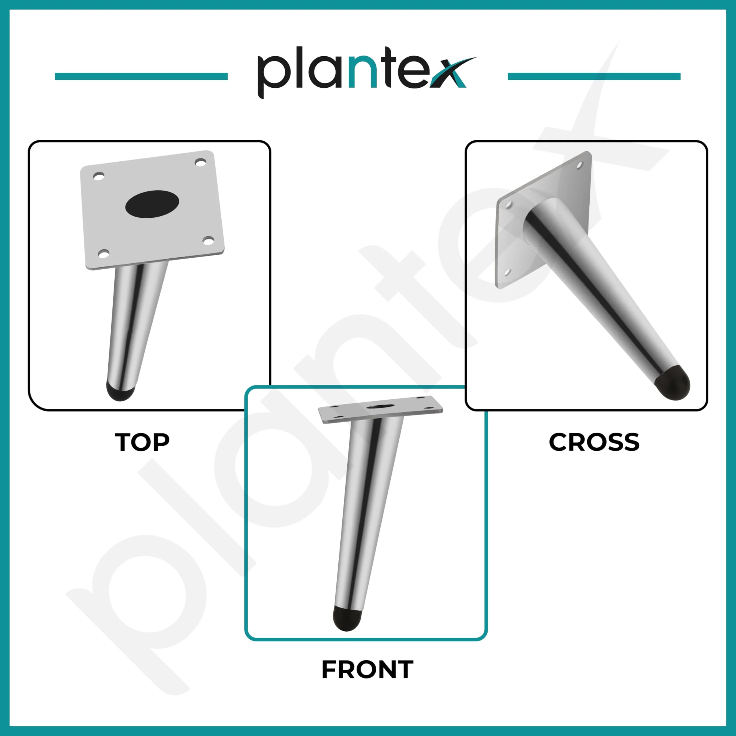 Plantex 6 Inch Sofa Legs for Bed Furniture/Sofa Legs for Table/Sofa Support Legs with Rubber Grip (Chrome, 6 Pcs) - Image 5