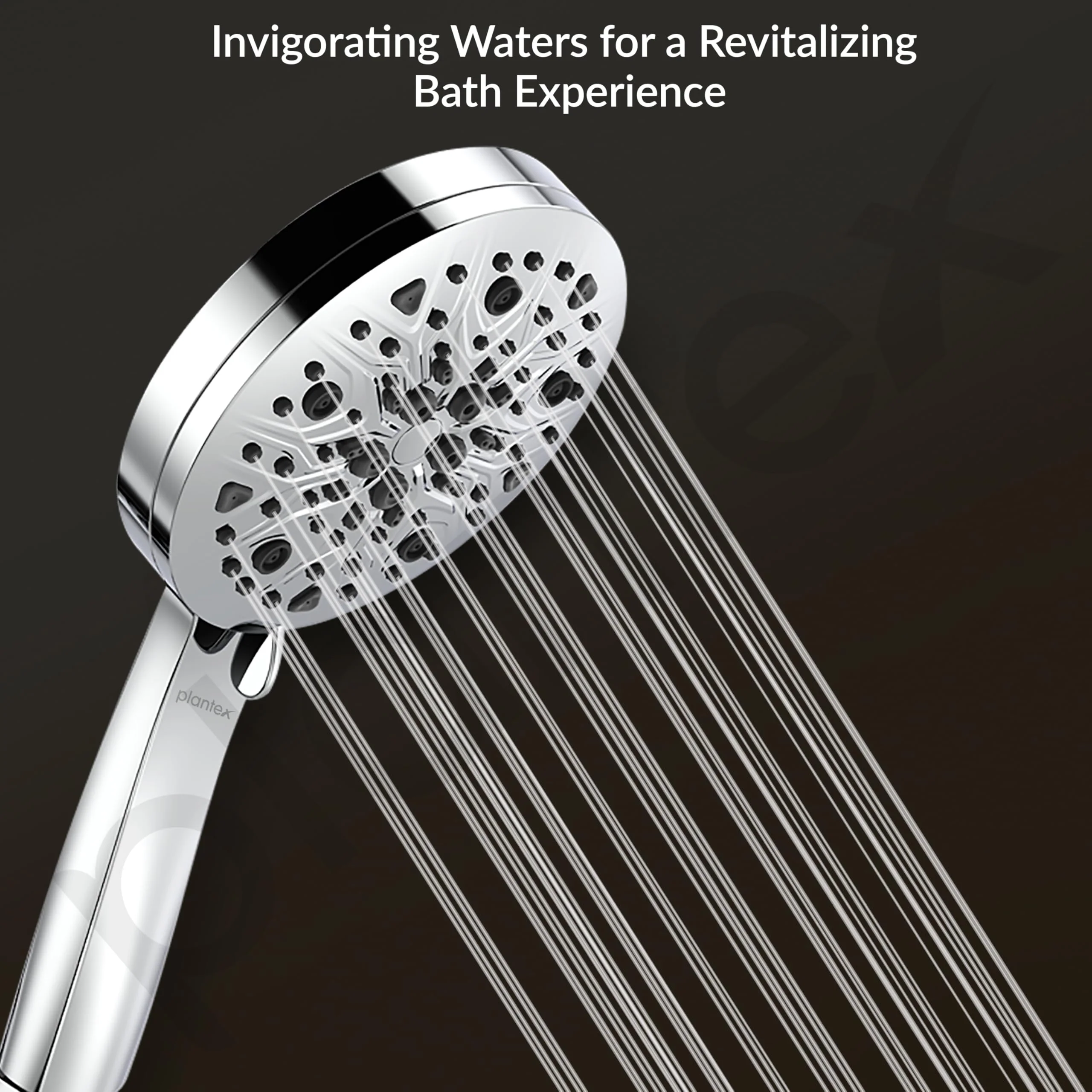Plantex Abs Hand Shower For Bathroom/5 Inch Round Multi-Function 8 Mode Shower Hand/Hand Shower Set With 1.5 Meter Flexible Tube Pipe With Self Adhesive Bracket - (Chrome) - Image 6