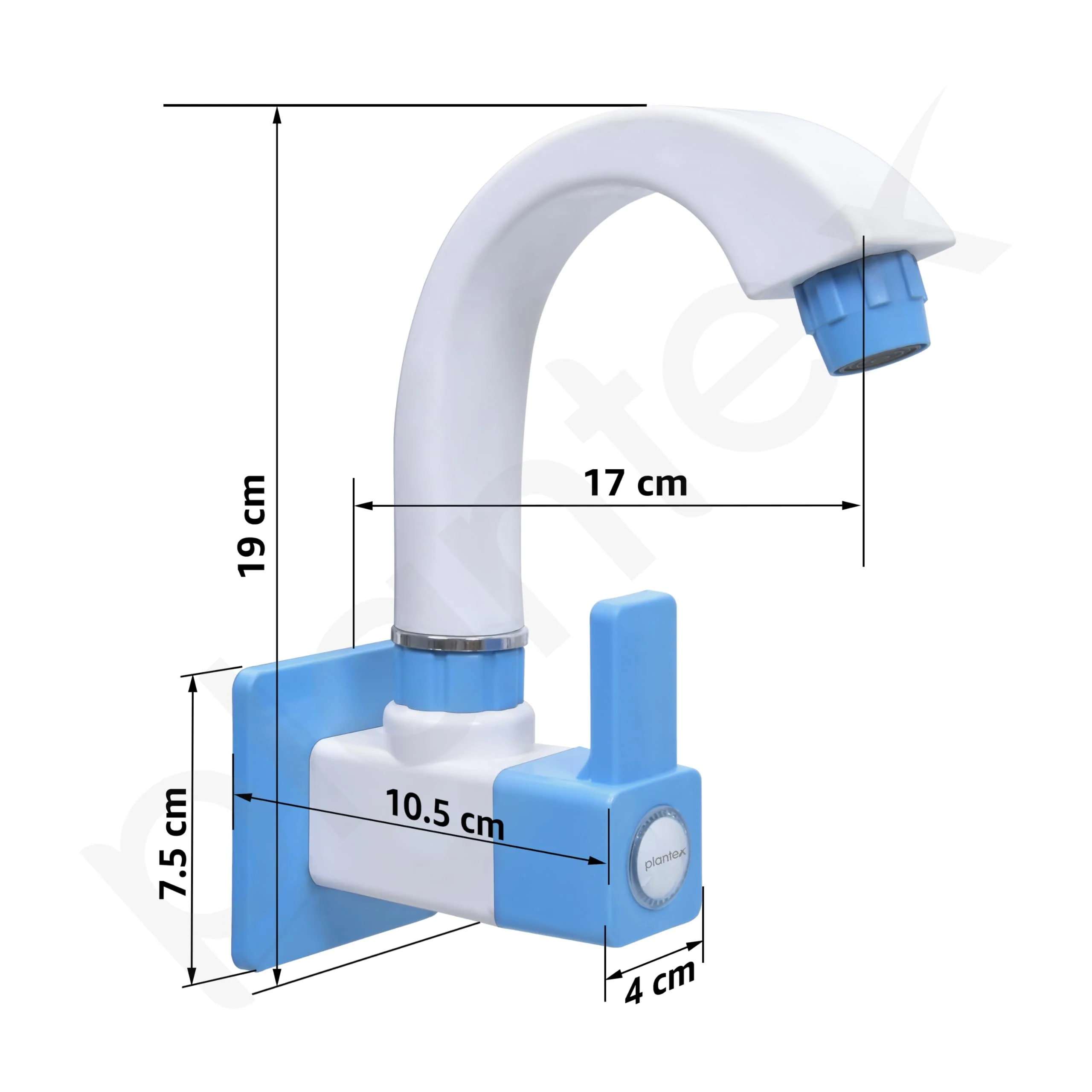 Plantex ABS Plastic ES-115 Single Lever Sink Cock 360 Degree Swivel Spout for Kitchen Faucet/Water Saving Aerator with Plastic Flange (Blue & White) - Image 4