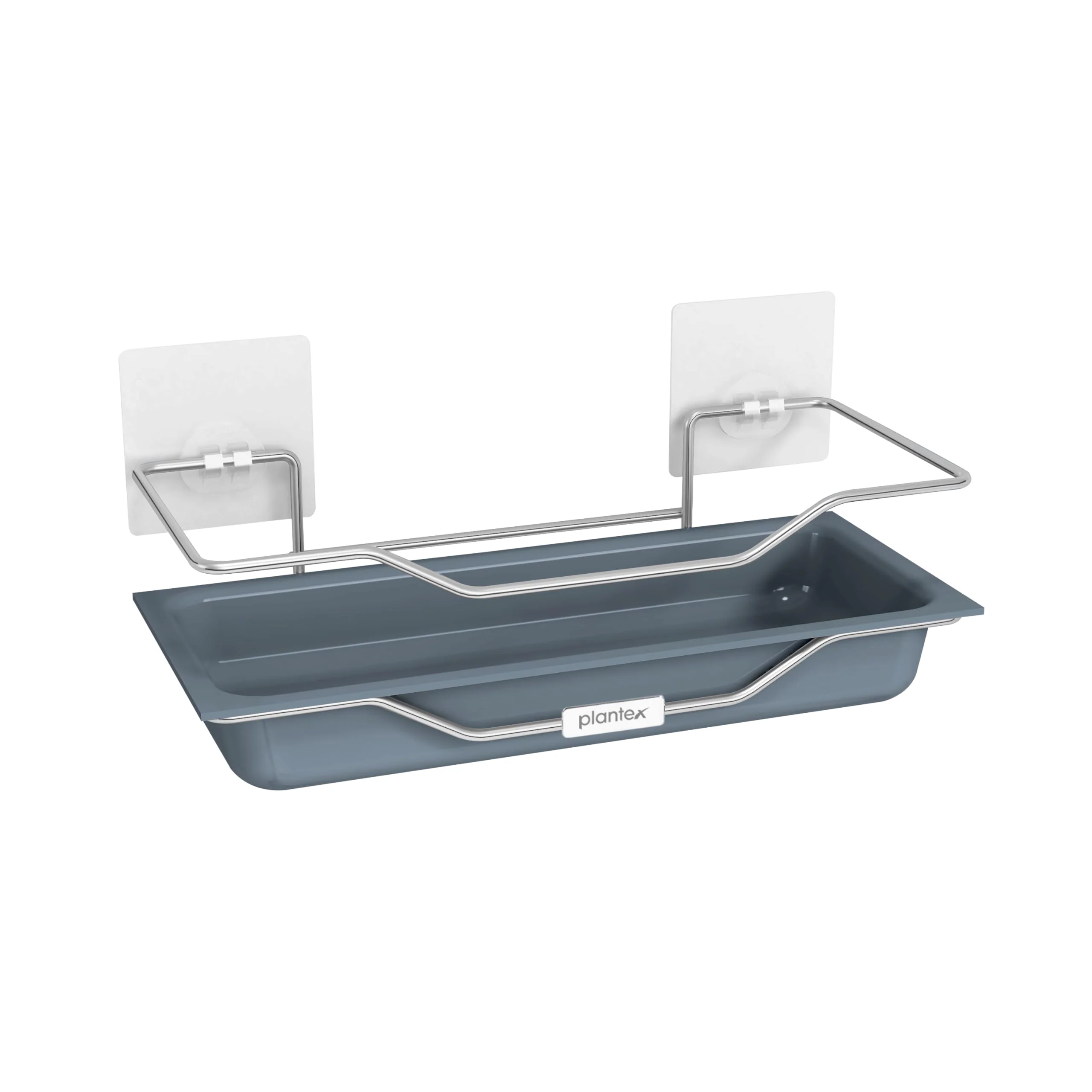 Plantex ABS Plastic Self Adhesive Bathroom Shelf/Adhesive Shelf for Kitchen/Multipurpose Stainless Steel Wire Shelf/Bathroom Organiser (Silver & Grey) - Image 4