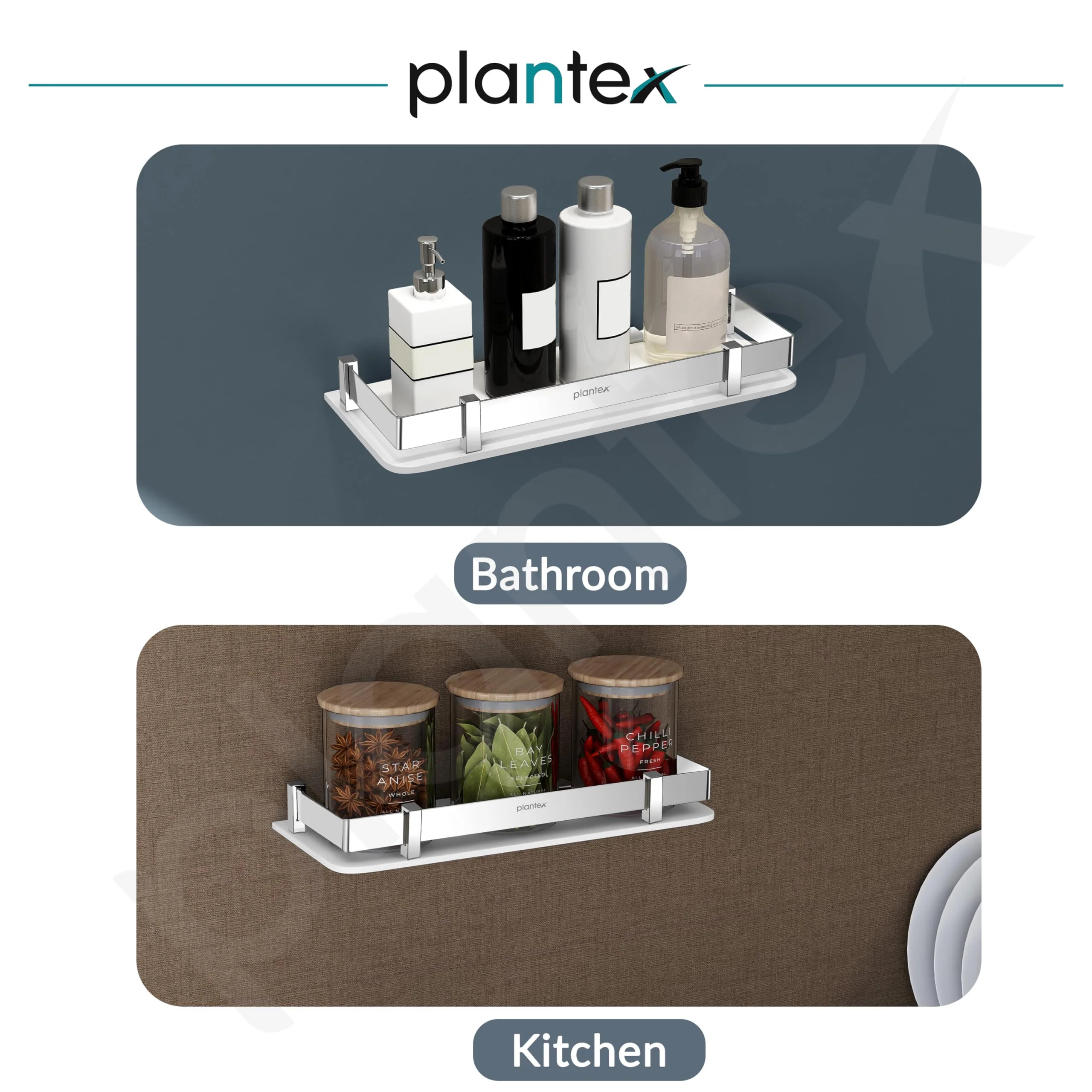 Plantex Acrylic Multipurpose Bathroom Shelf/Rack for Living Room/Wall Mount Storage Shelf - Bathroom Accessories Items (White, 12x6 inches) - Image 7