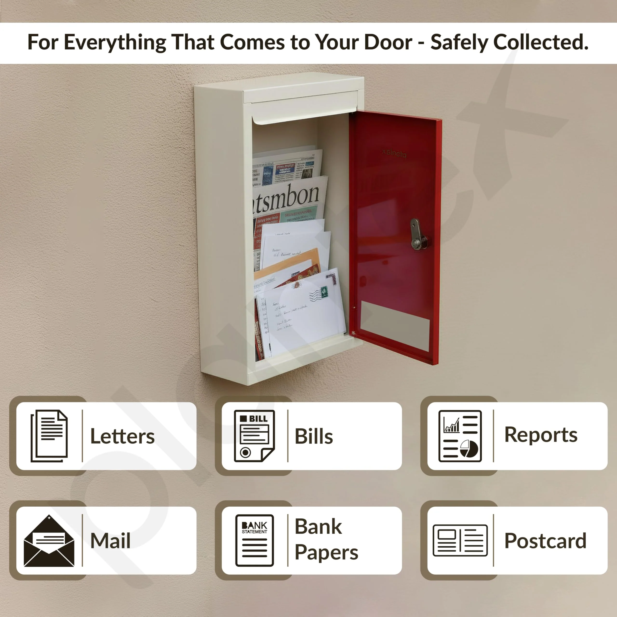 Plantex All in 1 Multipurpose Big Size Letter/Complaint/Suggestion/Donation Box With Lock - Table Top or Wall Mount (Red & Ivory) - Image 5