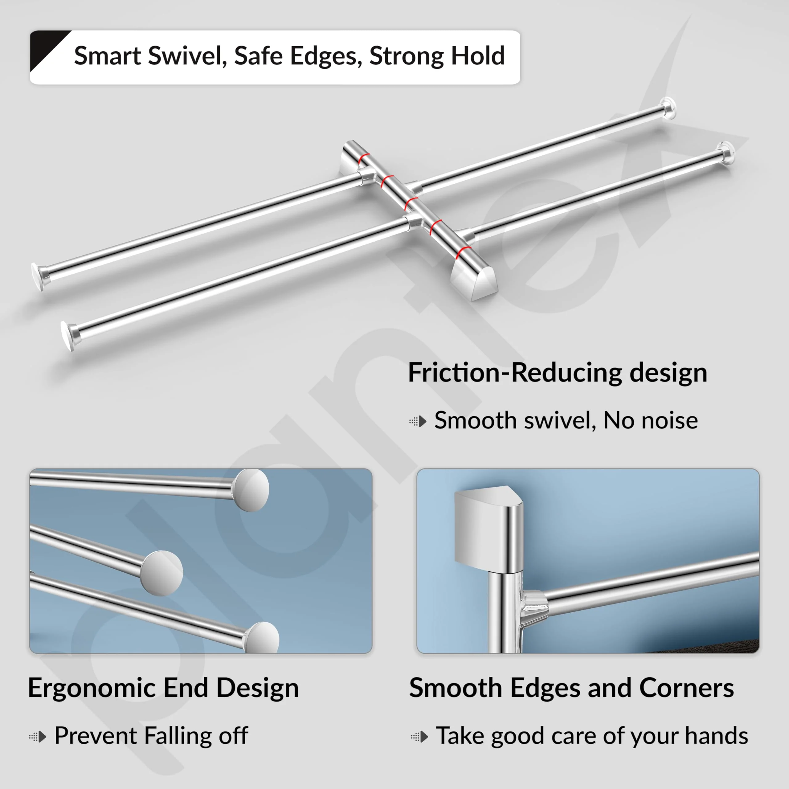 Plantex Stainless Steel 4-Arm Bathroom Swing Hanger Towel Rack/Towel Holder for Bathroom/Towel Stand/Bathroom Accessories - Image 4