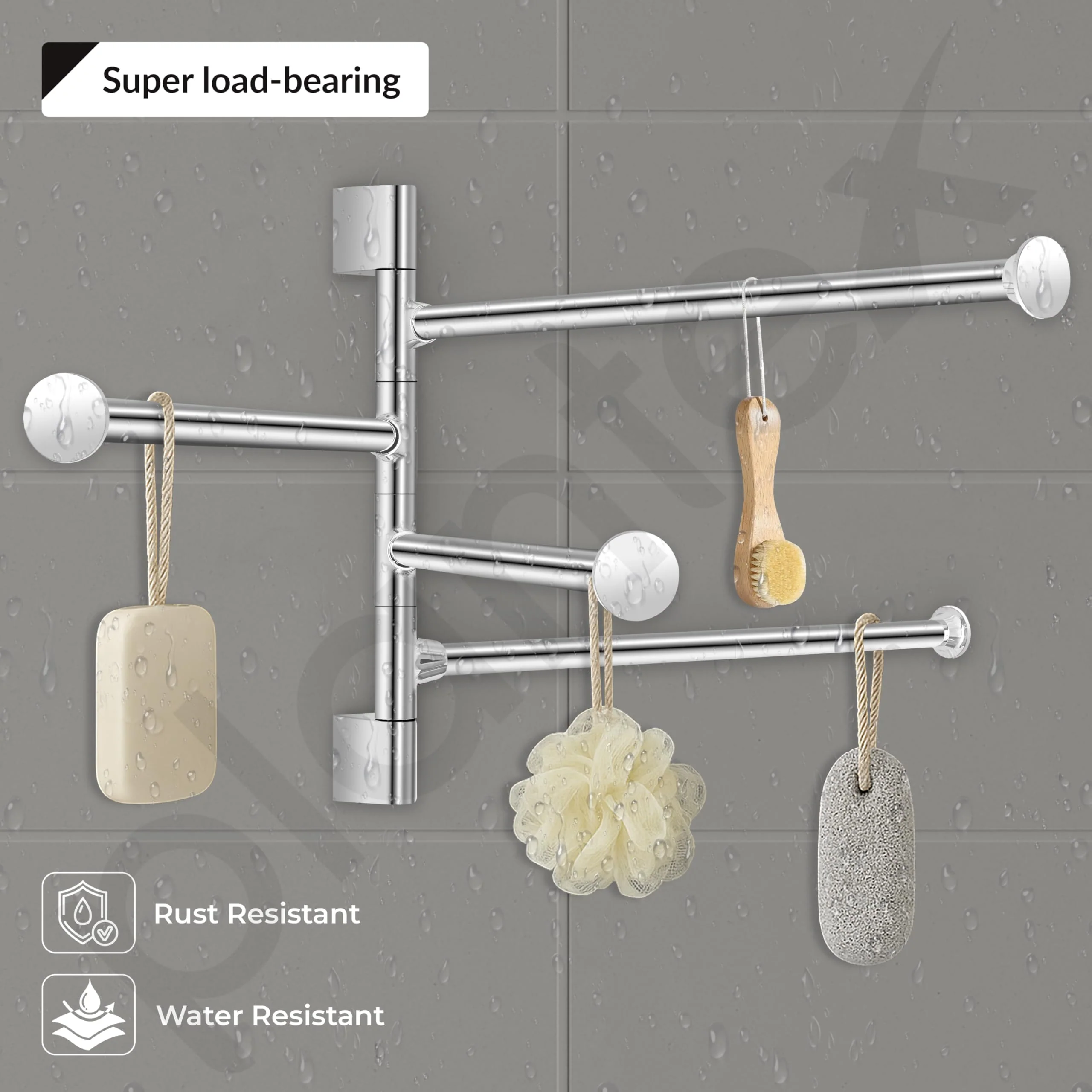 Plantex Stainless Steel 4-Arm Bathroom Swing Hanger Towel Rack/Towel Holder for Bathroom/Towel Stand/Bathroom Accessories - Image 6