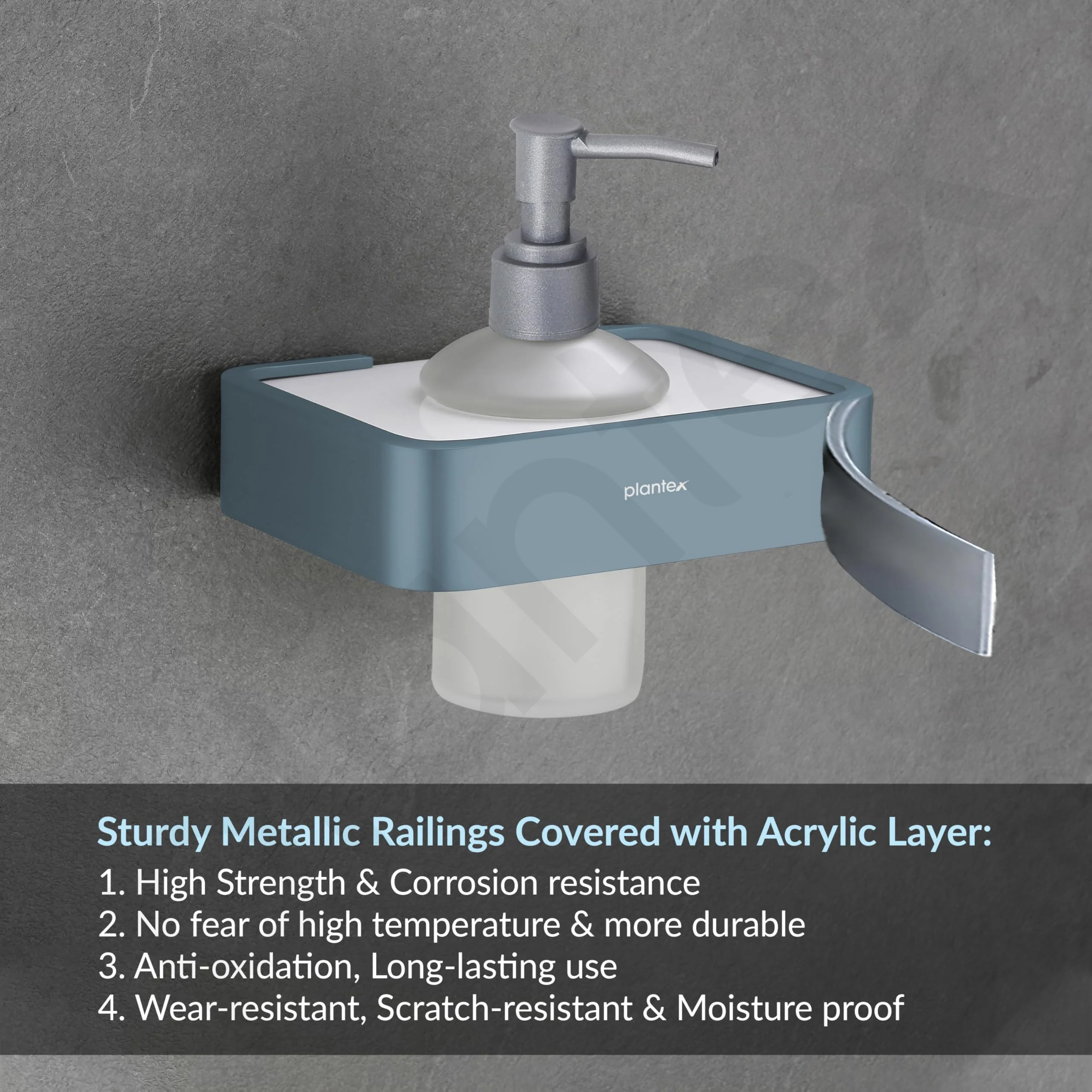 Plantex Aluminium and Acrylic Shampoo Dispenser/Liquid Soap Dispenser for Bathroom/Handwash Dispenser/Bathroom Accessories - (Grey and Milky White) - Image 5