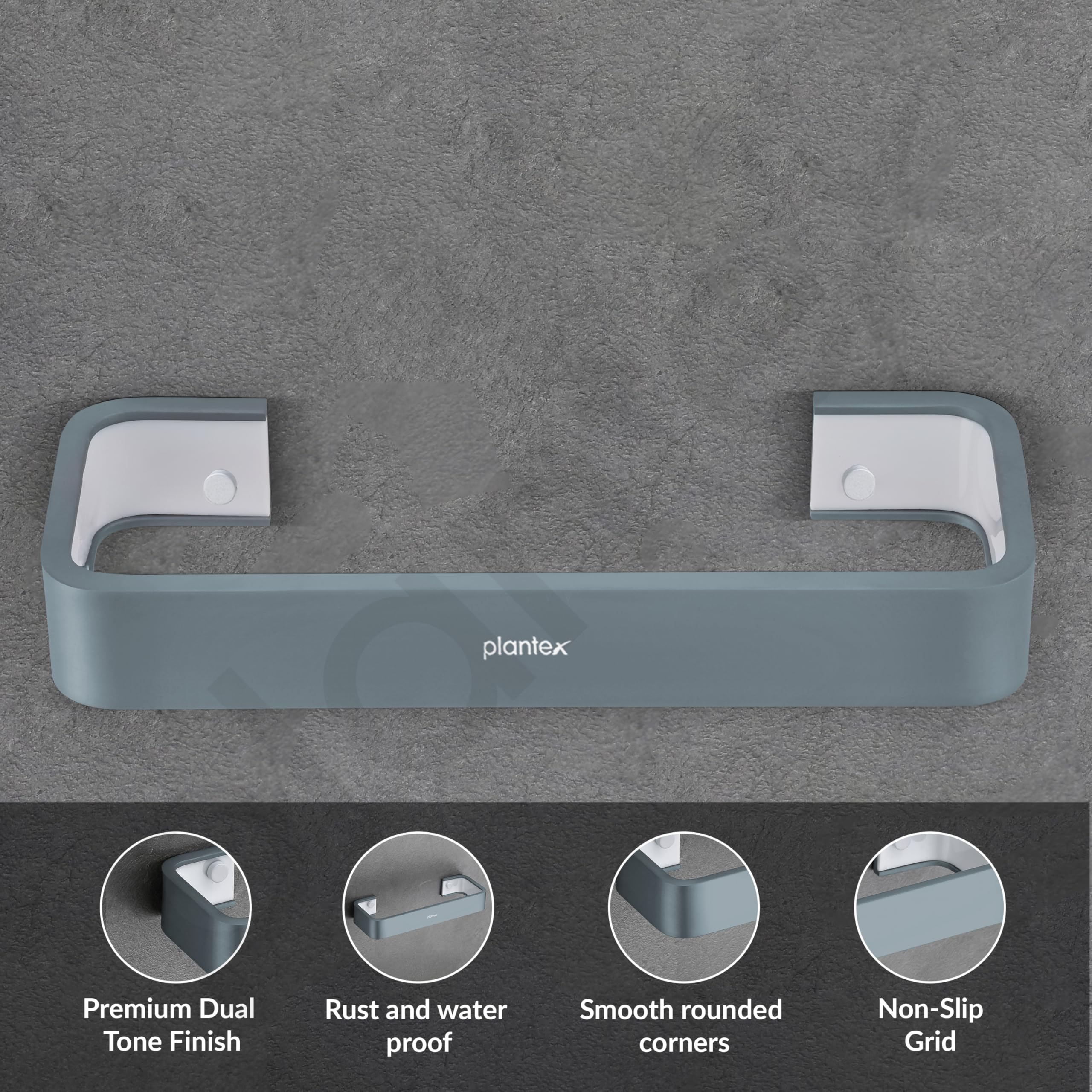 Plantex Aluminium and Acrylic Towel Hanger for wash Basin/Single Towel Rod for Bathroom/Hand Towel Hanger/Bathroom Accessories (Grey and Milky White) 9 Inch - Image 4