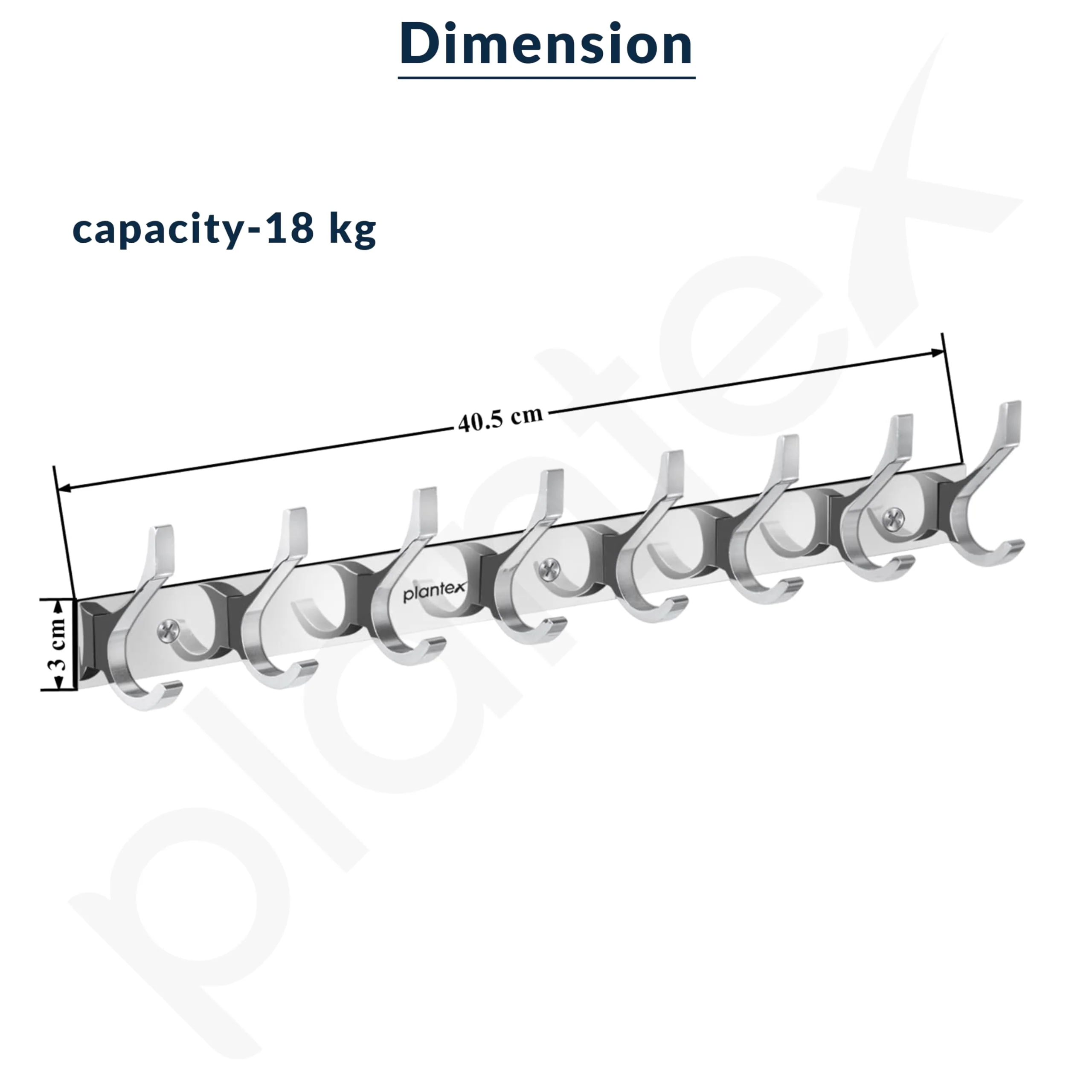 Plantex Aluminium Cloth Hanger Wall Mounted with 8 Hooks for Bathroom/Kitchen - Cloth Hanger/Towel Hanger/Keys Holder - Pack of 2 (8 Hooks, Chrome) - Image 4