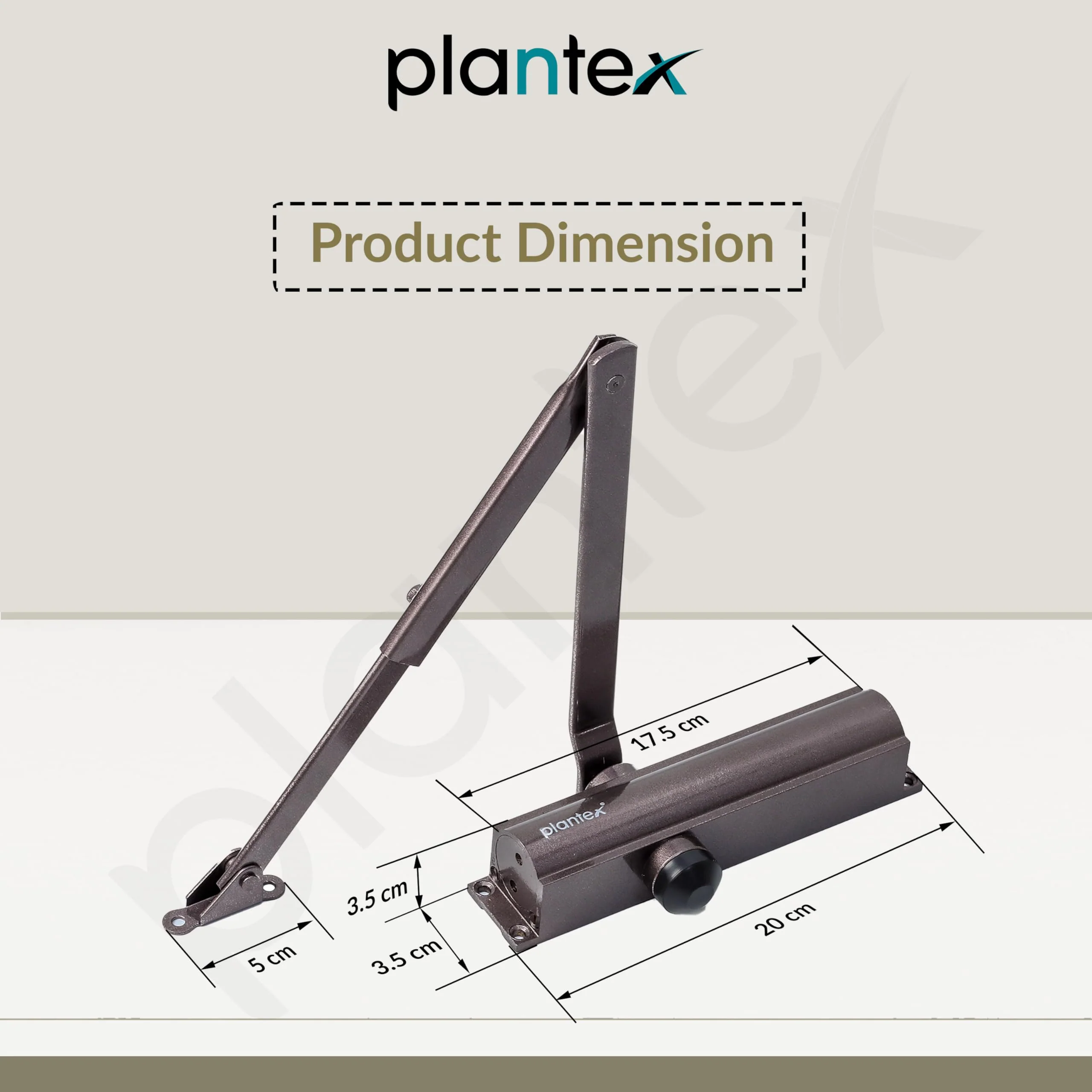 Plantex Aluminium Hydraulic Door Closer for Wooden Doors - Automatic Soft Close for Hotel/Home/Office - ISO 9001 Certified (MI-200, Capacity 55 kg, Brown) - Image 3