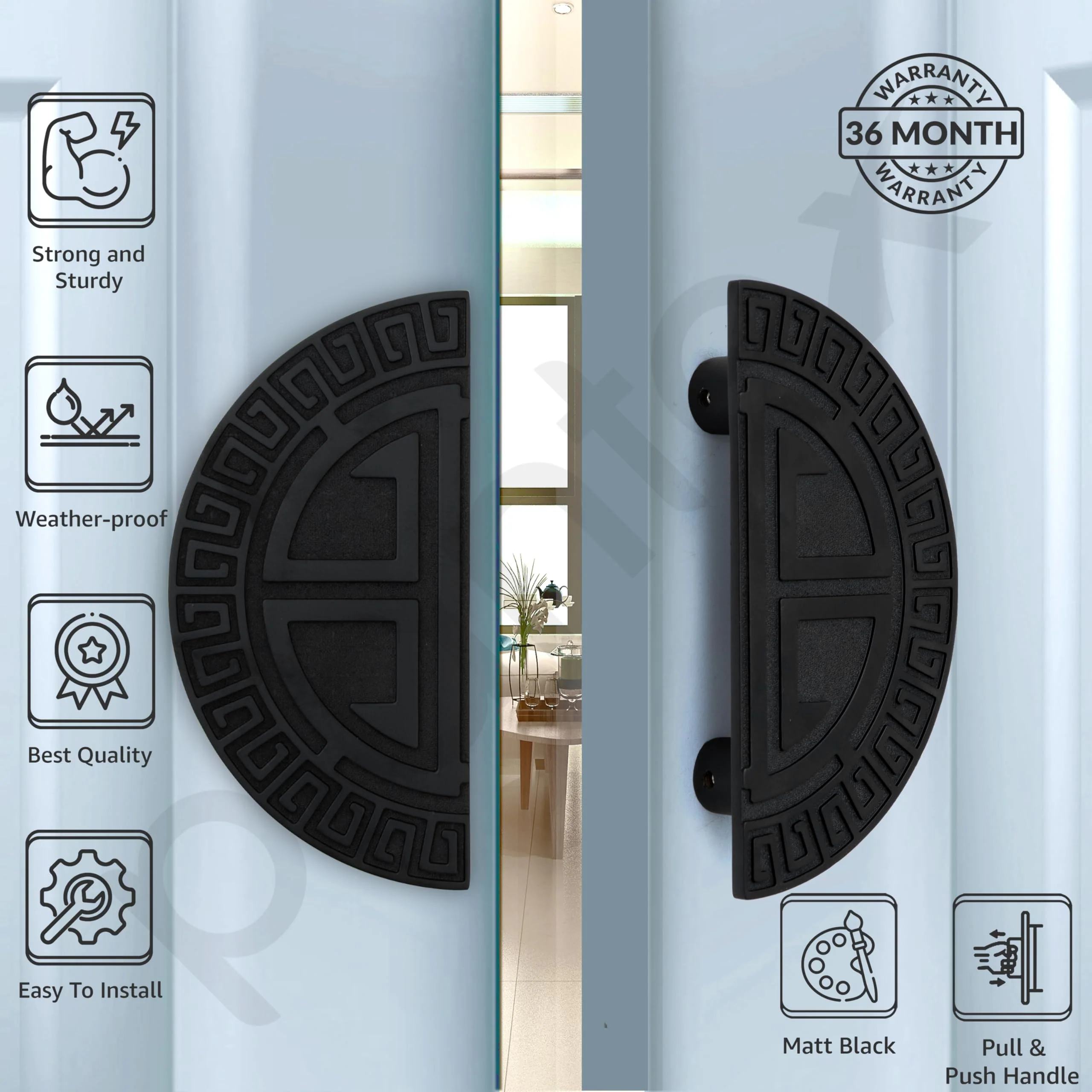 Plantex 6 Inch Main Door Handle/Aluminium Door Handle/Pull-Push Door Handle/Door Accessories (Pack of 1, Black) - Image 2