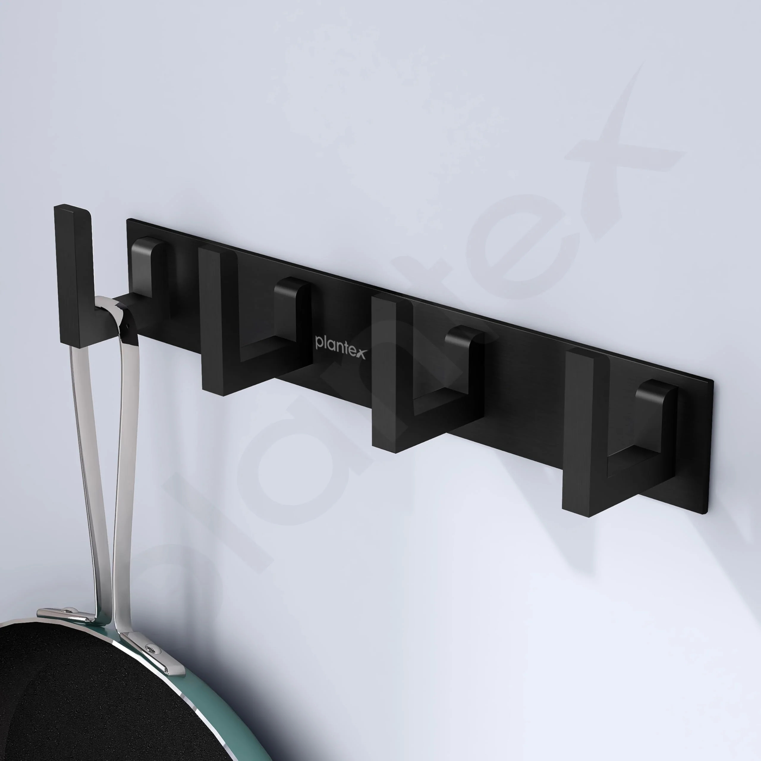 Plantex Aluminum Hook Rail with L-Shape Hooks for Walls of Bathroom/Kitchen–Hook Rail Bar for Clothes/Towel/Keys-Pack of 2 (4 Hooks, Black) - Image 7