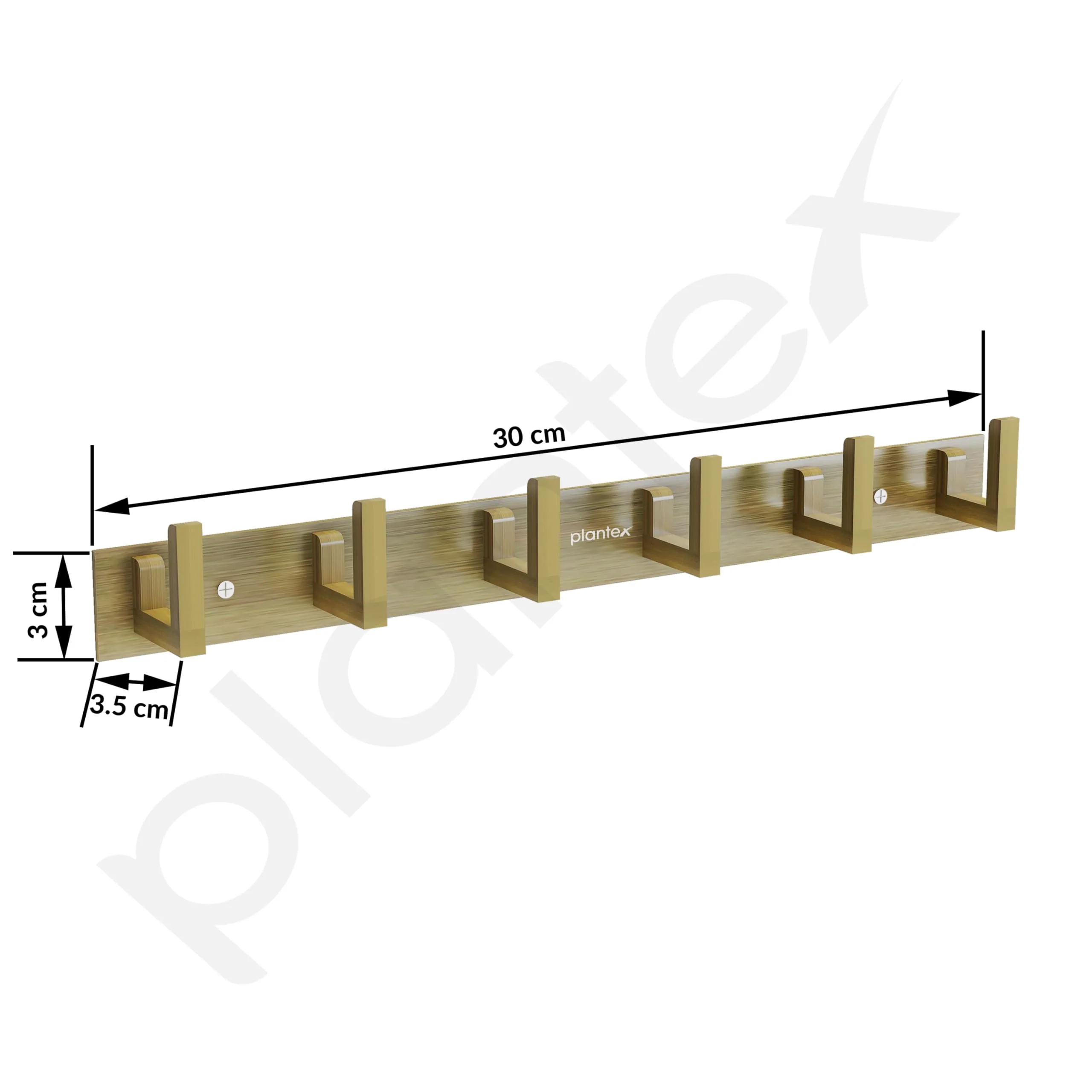 Plantex Aluminum Hook Rail with L-Shape Hooks for Walls of Bathroom/Kitchen–Hook Rail Bar for Clothes/Towel/Keys-Pack of 2 (6 Hooks, Brass Antique) - Image 3
