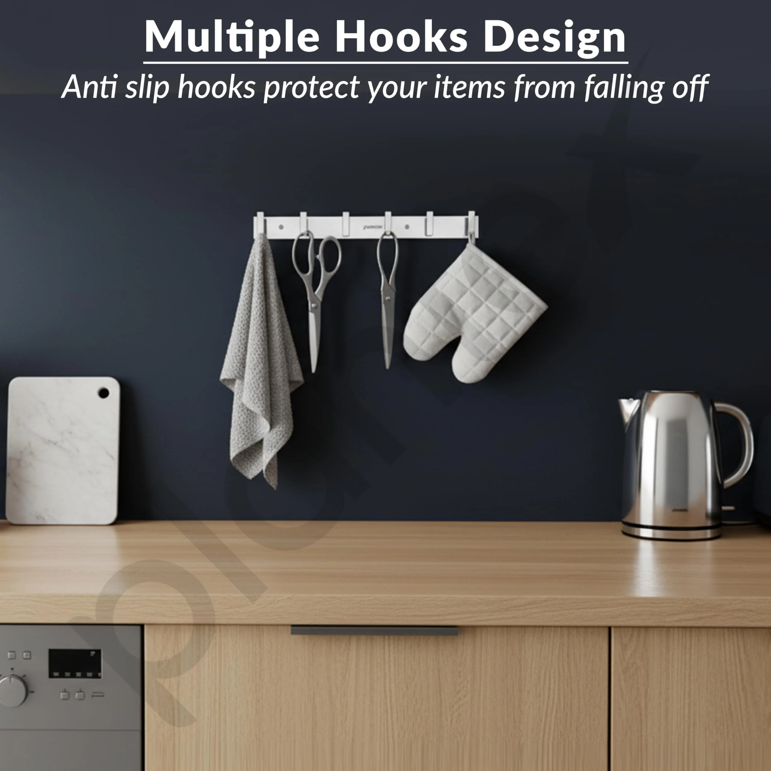 Plantex Aluminum Hook Rail with L-Shape Hooks for Walls of Bathroom/Kitchen–Hook Rail Bar for Clothes/Towel/Keys-Pack of 2 (6 Hooks,Chrome) - Image 5