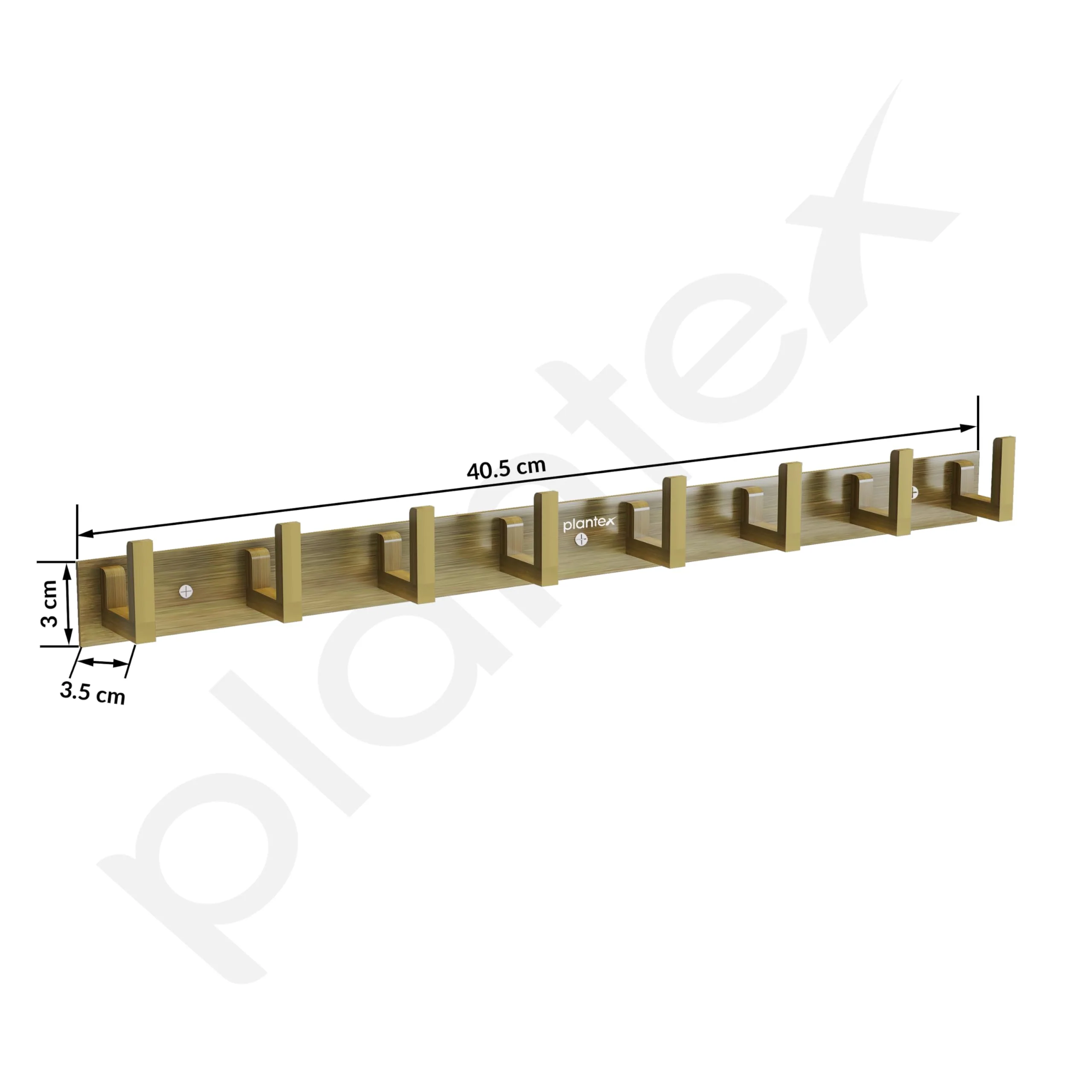 Plantex Aluminum Hook Rail with L-Shape Hooks for Walls of Bathroom/Kitchen–Hook Rail Bar for Clothes/Towel/Keys-Pack of 2 (8 Hooks, Brass Antique) - Image 3