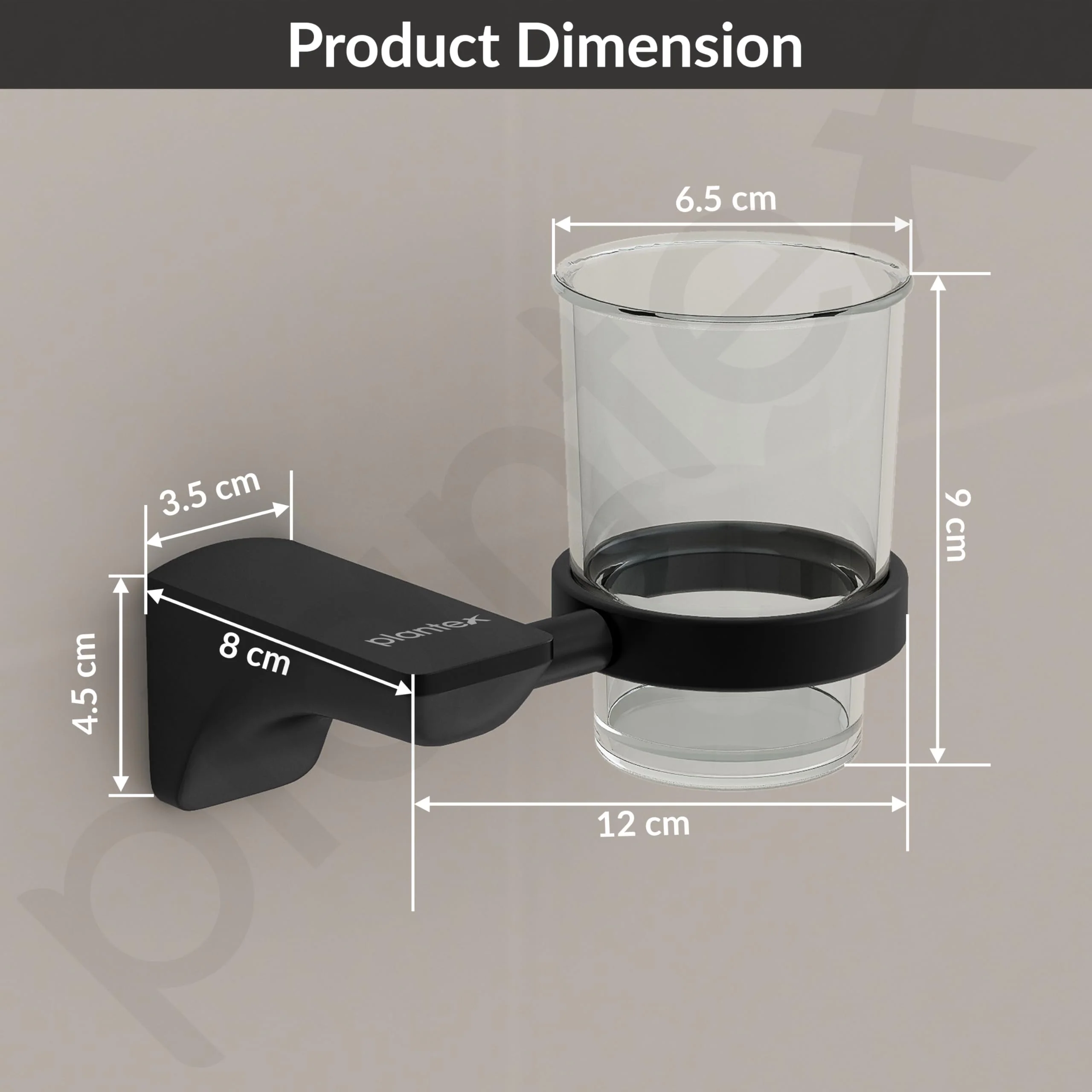 Plantex Aluminum Space Aluminium Tumbler Holder/Toothbrush Holder For Bathroom/Stand For Bathroom Accessories (Black) - Image 4