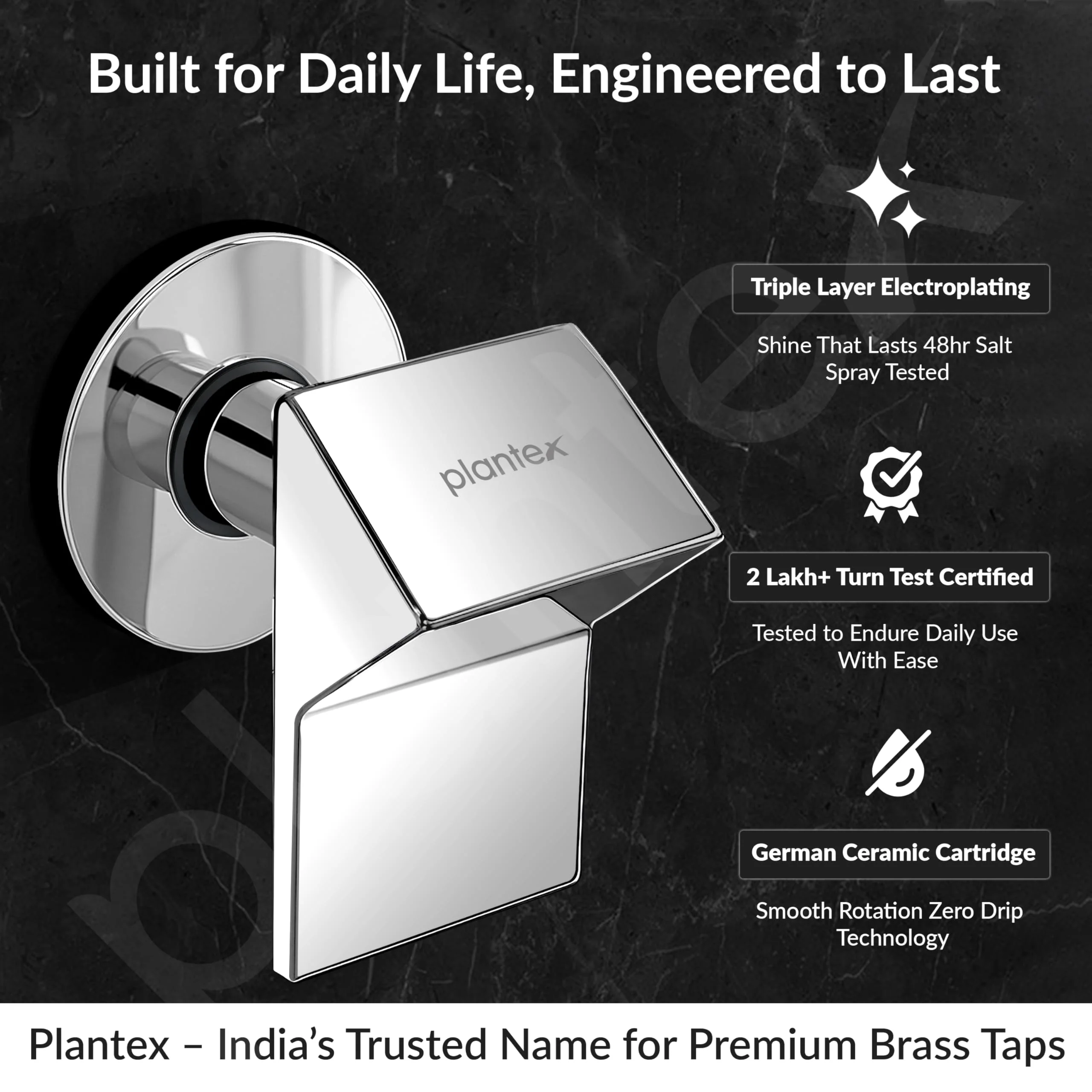 Plantex Angle Cocke for Bathroom/Urinal Flush Valve with Teflon Tape & Brass Wall Flange - 25mm Pure Brass, 7 Year Warranty (Commercial & Residential Use) - (PRI-320-Chrome) - Image 2