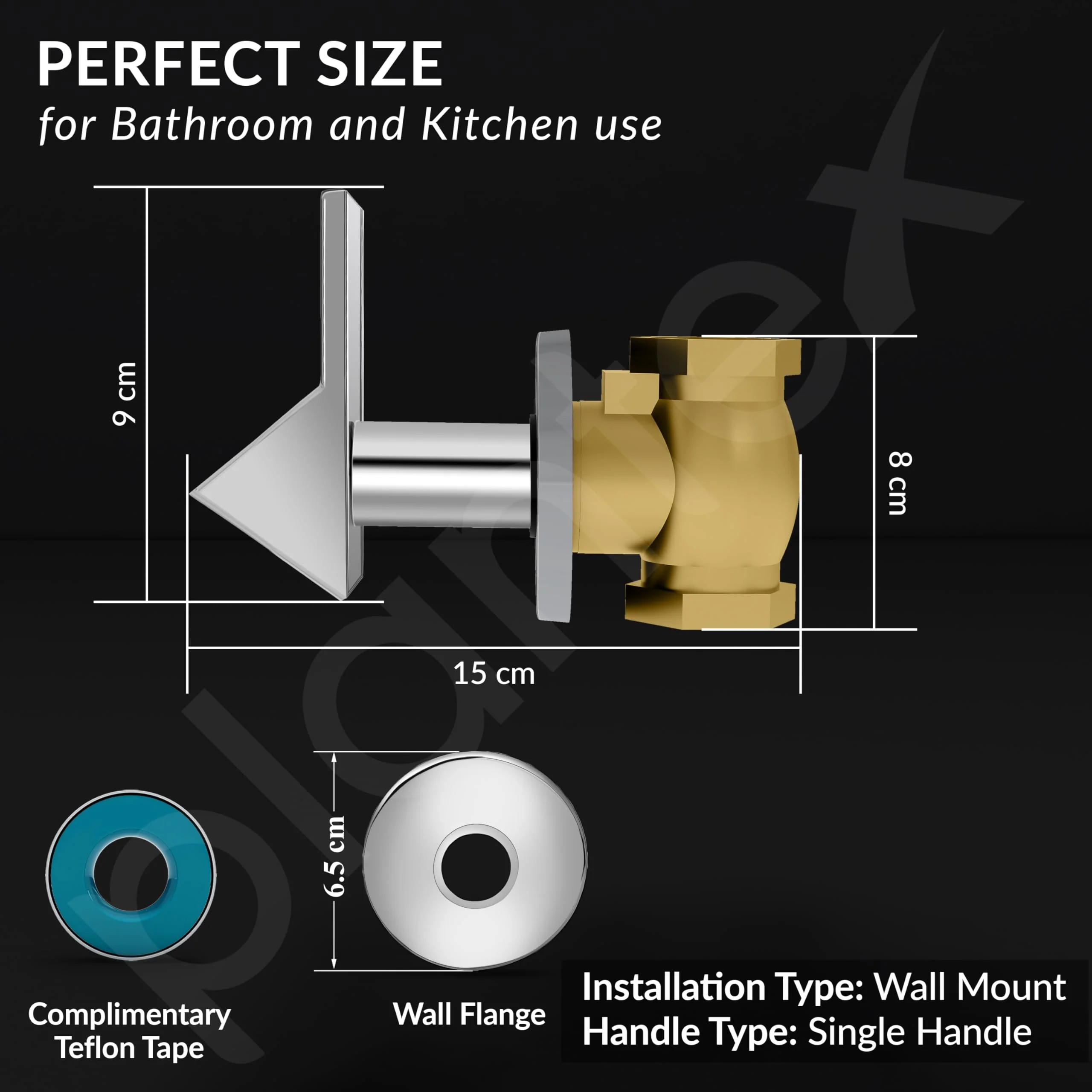 Plantex Angle Cocke for Bathroom/Urinal Flush Valve with Teflon Tape & Brass Wall Flange - 25mm Pure Brass, 7 Year Warranty (Commercial & Residential Use) - (PRI-320-Chrome) - Image 4