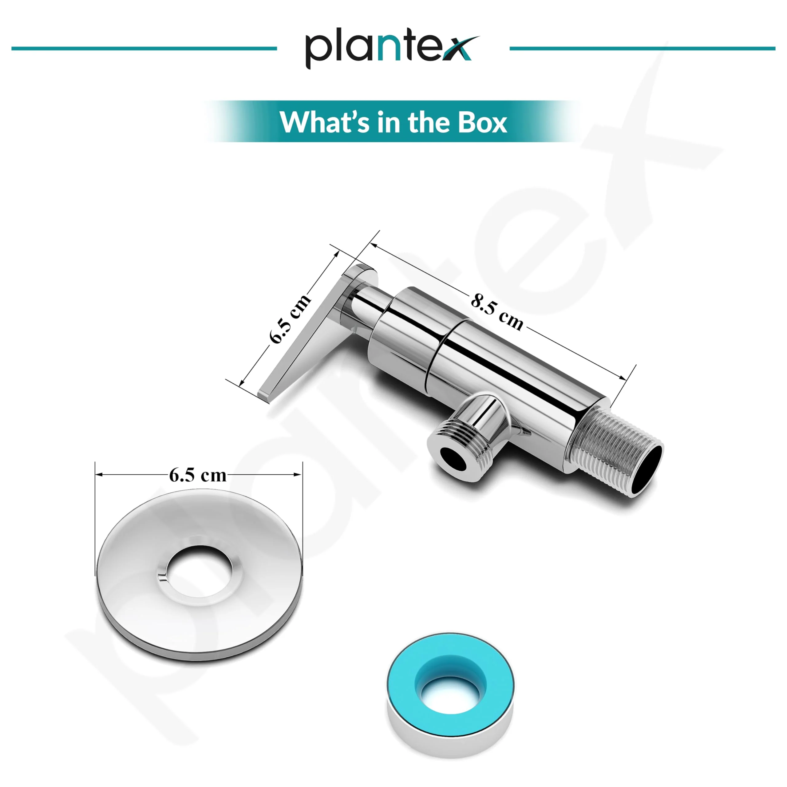 Plantex Angle Valve for Bathroom/Pure Brass Quarter Turn Angle Cocke for Bathroom with Brass Wall Flange and Teflon Tape - (LEA-705, Chrome) - Image 3