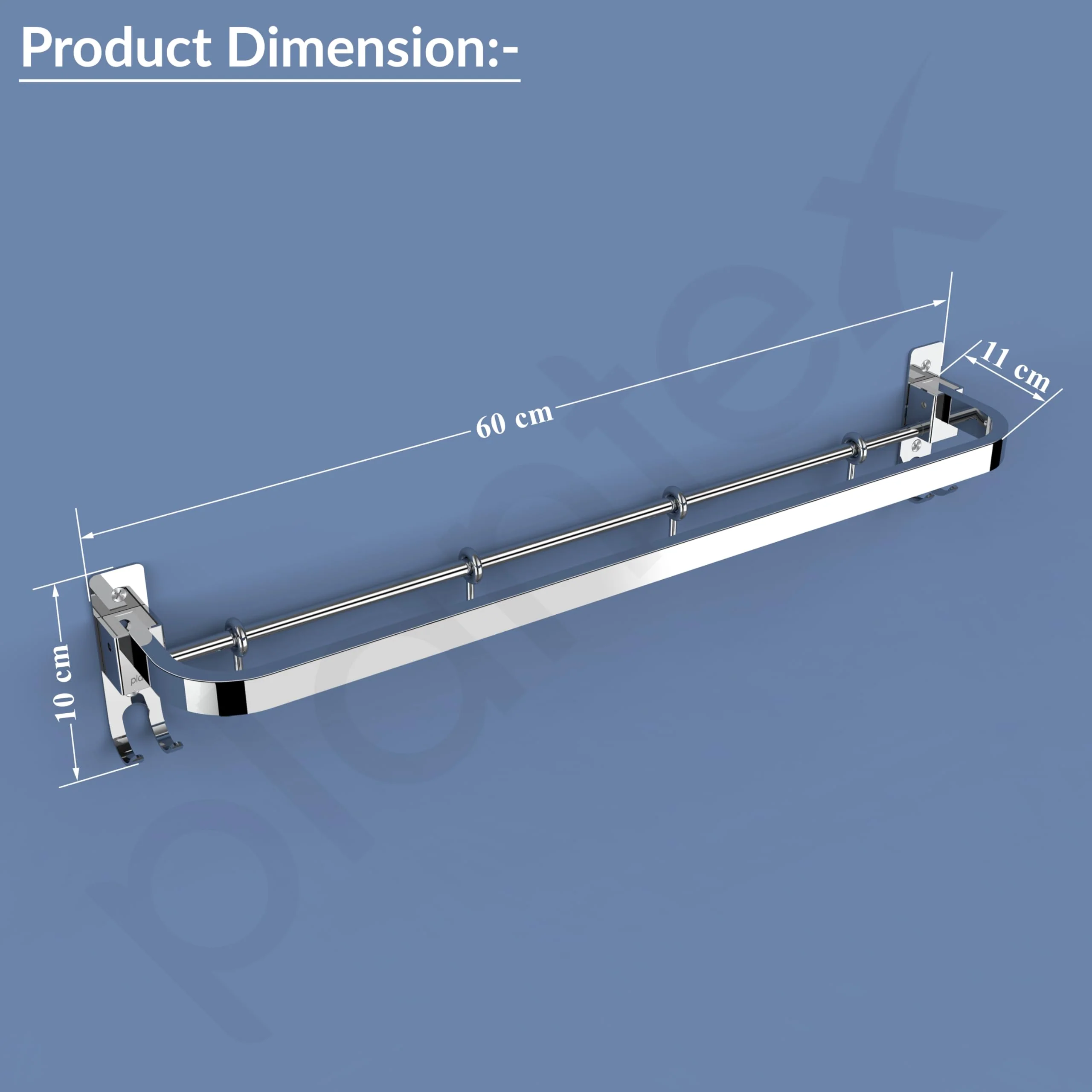 Plantex Anti Rust 304 Grade Stainless Steel Folding Single Towel Rod with Hooks/Towel Holder for Bathroom/Hanger/Stand/Bathroom Accessories - (24 Inch-Chrome) - Image 2