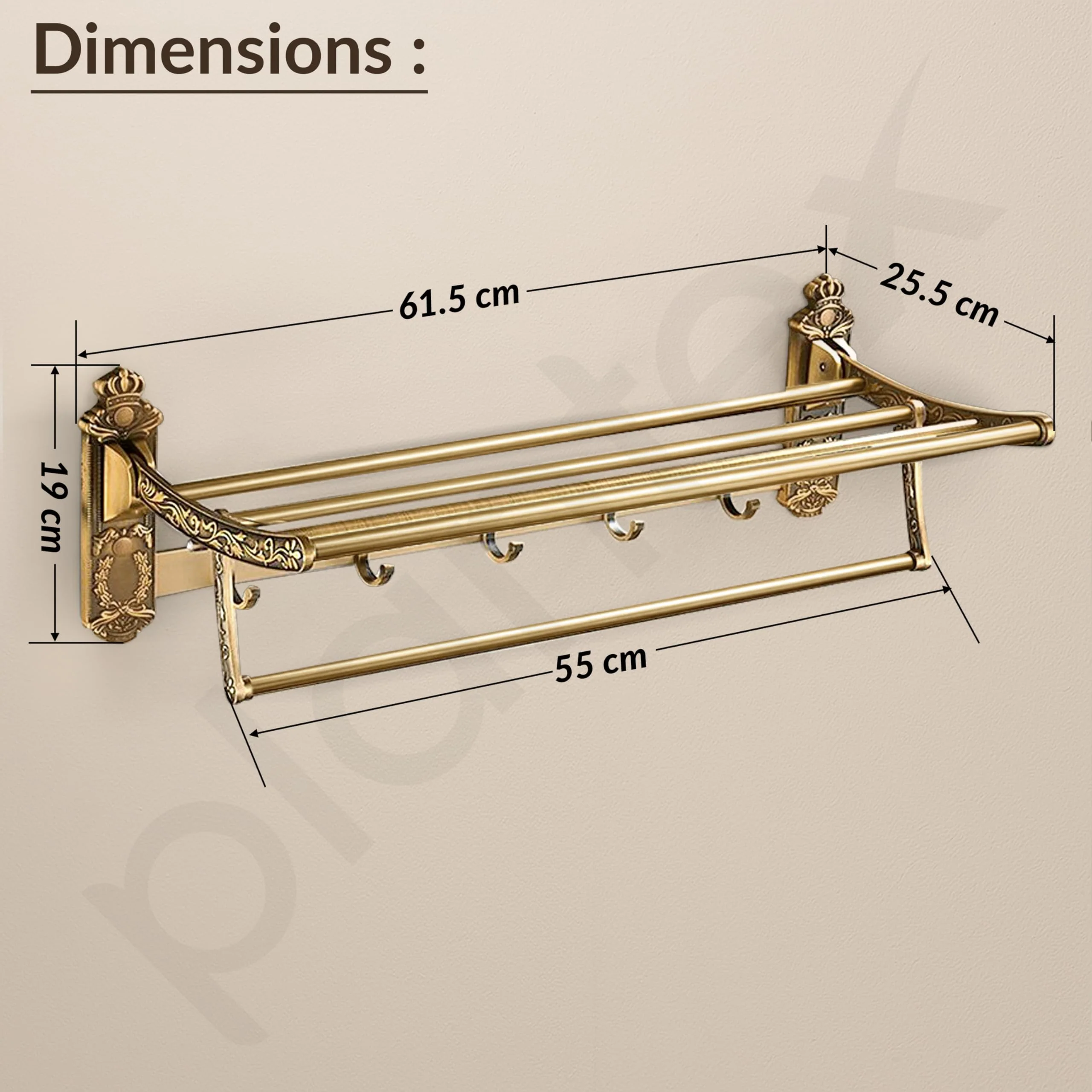 Plantex Antique Aluminum Folding Towel Rack for Bathroom/Folding Towel Stand/Towel Hanger/Bathroom Accessories (24 Inch) - Image 2