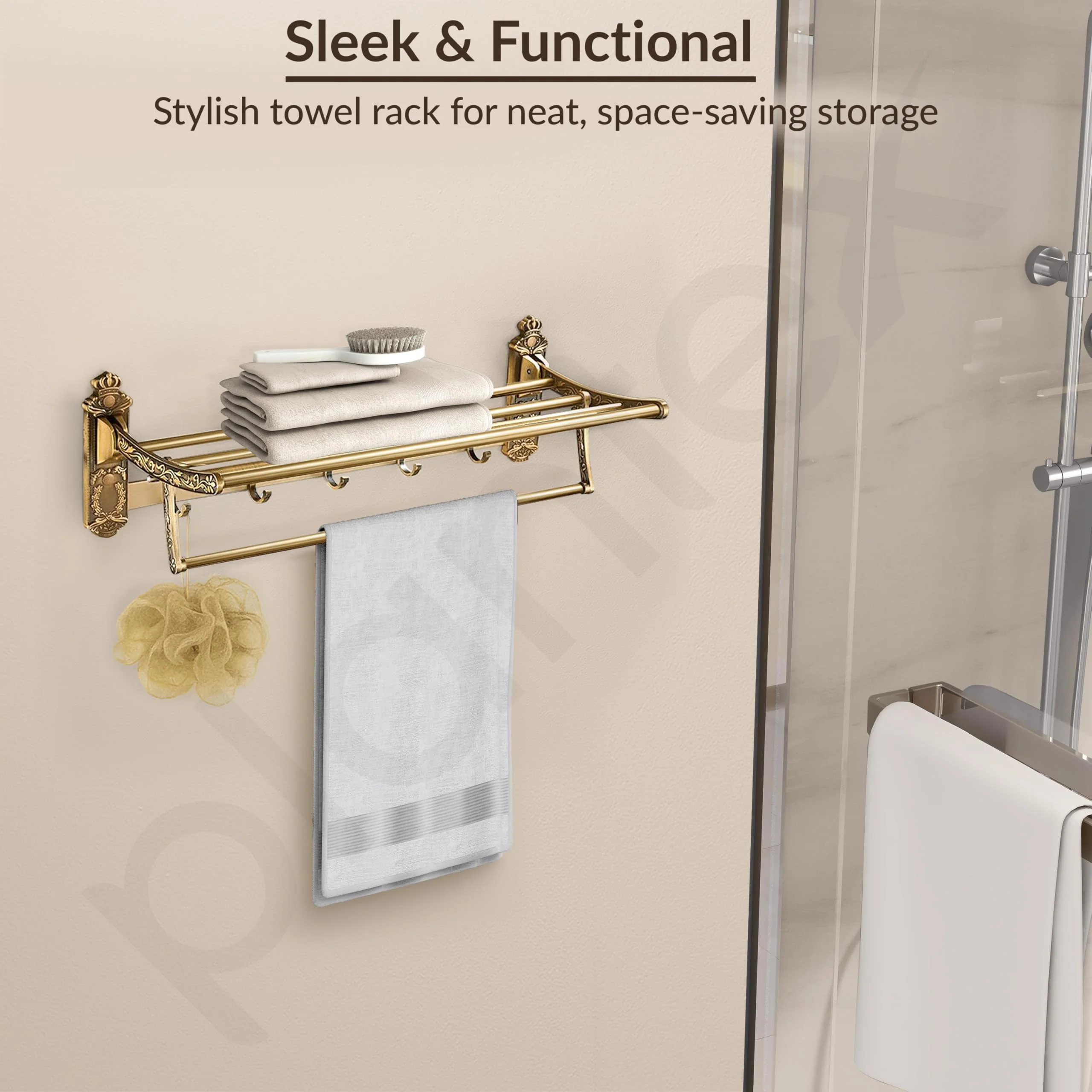 Plantex Antique Aluminum Folding Towel Rack for Bathroom/Folding Towel Stand/Towel Hanger/Bathroom Accessories (24 Inch) - Image 7