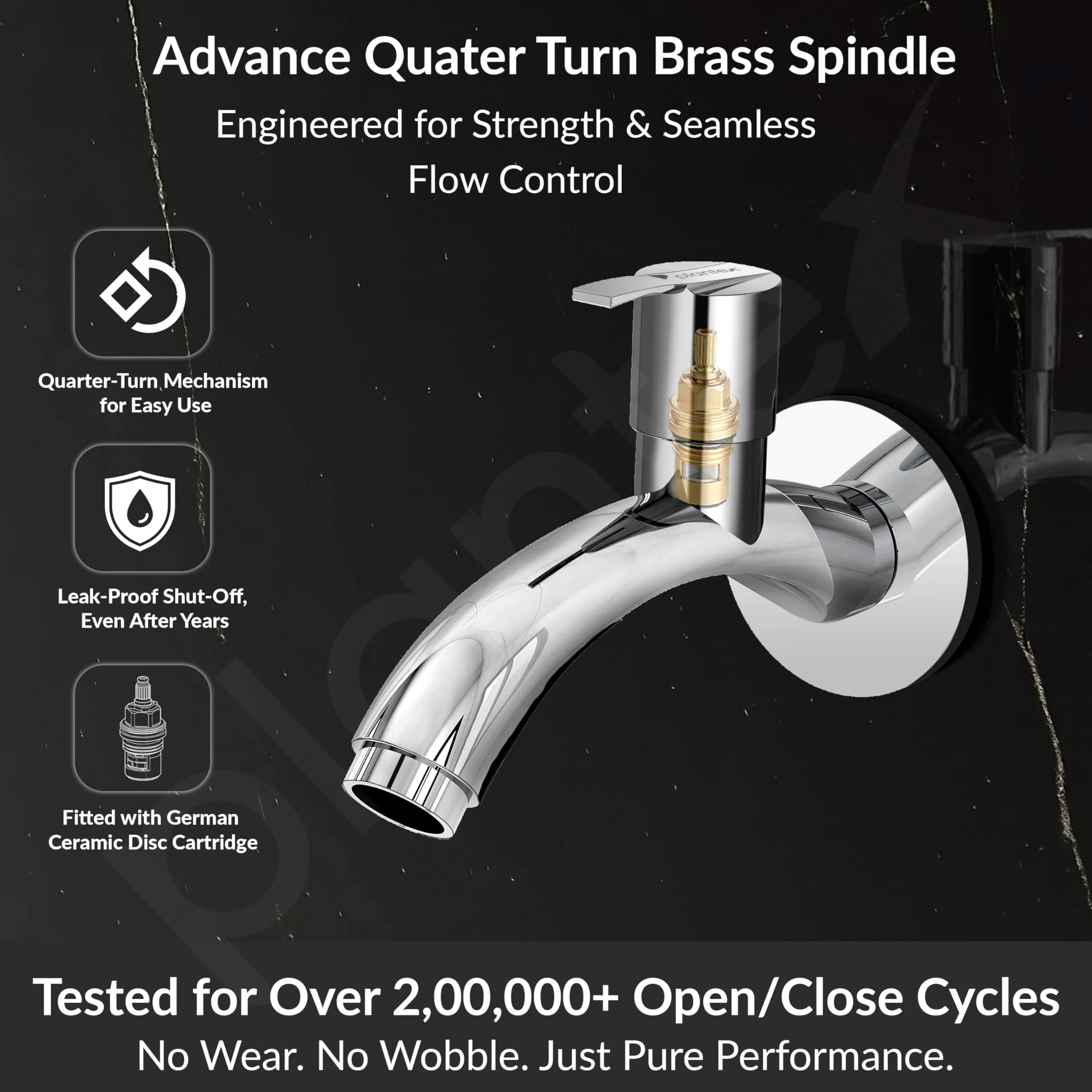 Plantex AQ-1402 Pure Brass Bib Cock Water Tap with Water Saving Aerator/Bib Tap with Brass Wall Flange & Teflon Tape-7 Year Warranty (Mirror Chrome Finish) - Image 3