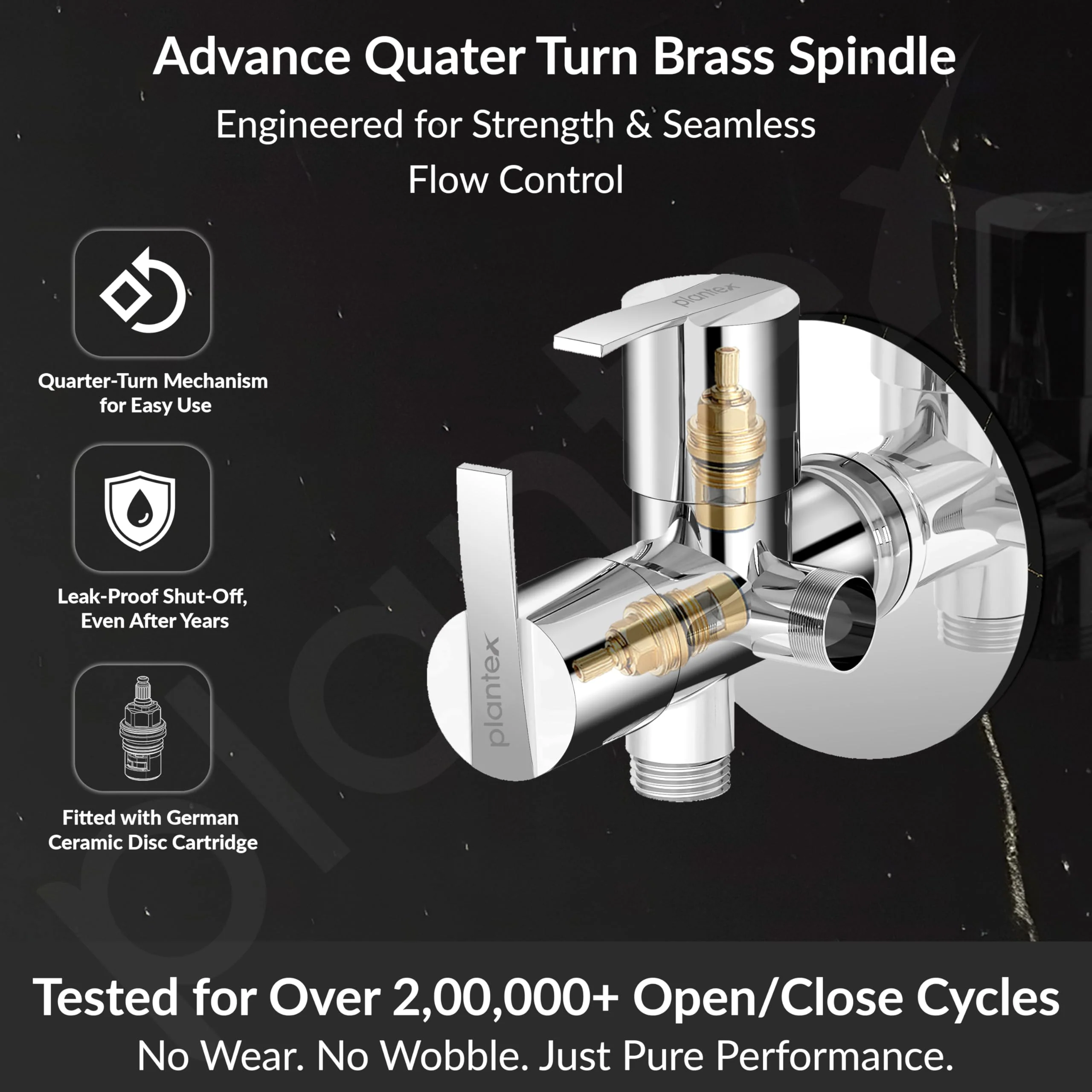 Plantex AQ-1408 Pure Brass 2-Way Angle Valve Tap/Angle Cock for Bathroom/Stop Cock With Brass Wall Flange & Teflon Tape (Mirror-Chrome Finish) - Image 3