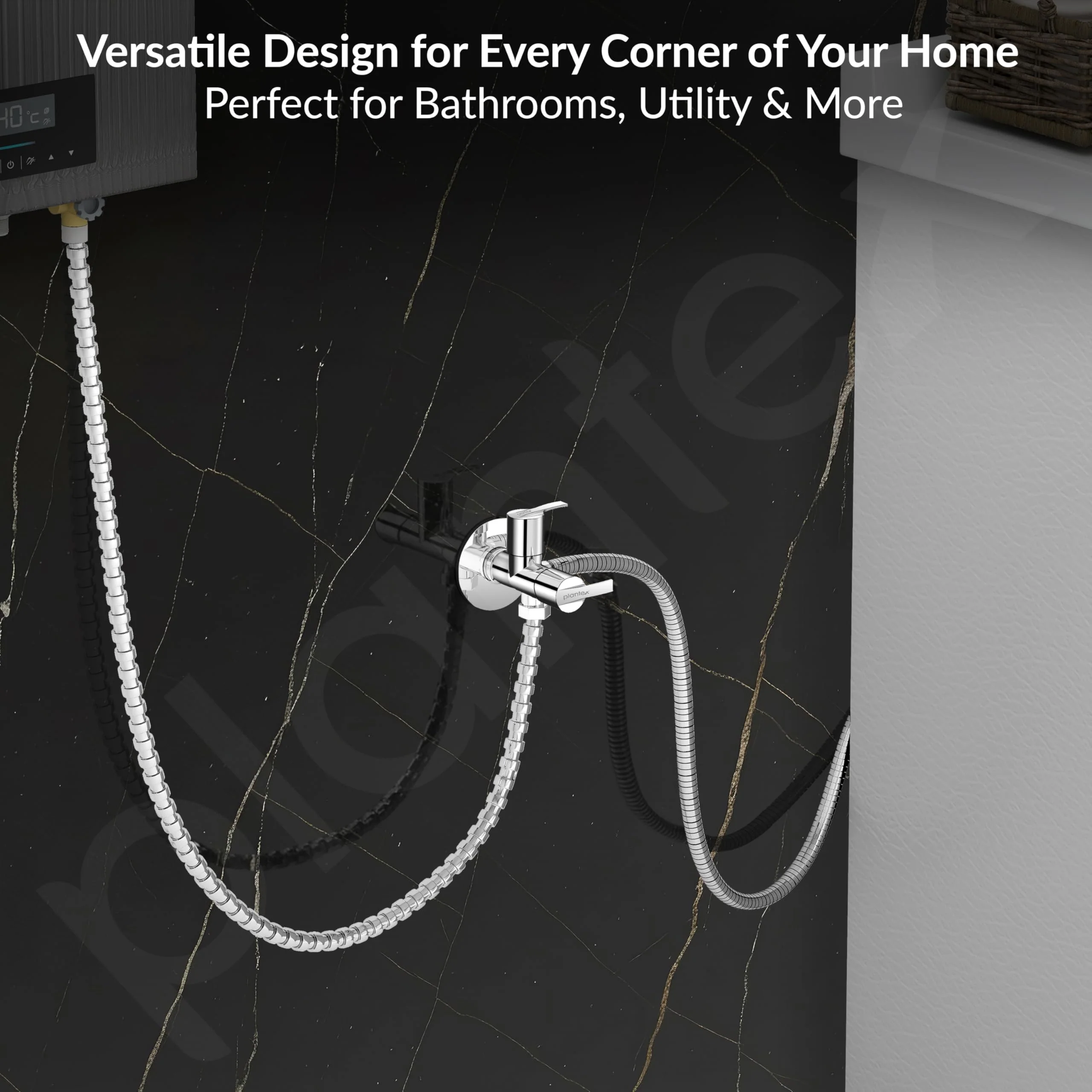 Plantex AQ-1408 Pure Brass 2-Way Angle Valve Tap/Angle Cock for Bathroom/Stop Cock With Brass Wall Flange & Teflon Tape (Mirror-Chrome Finish) - Image 6