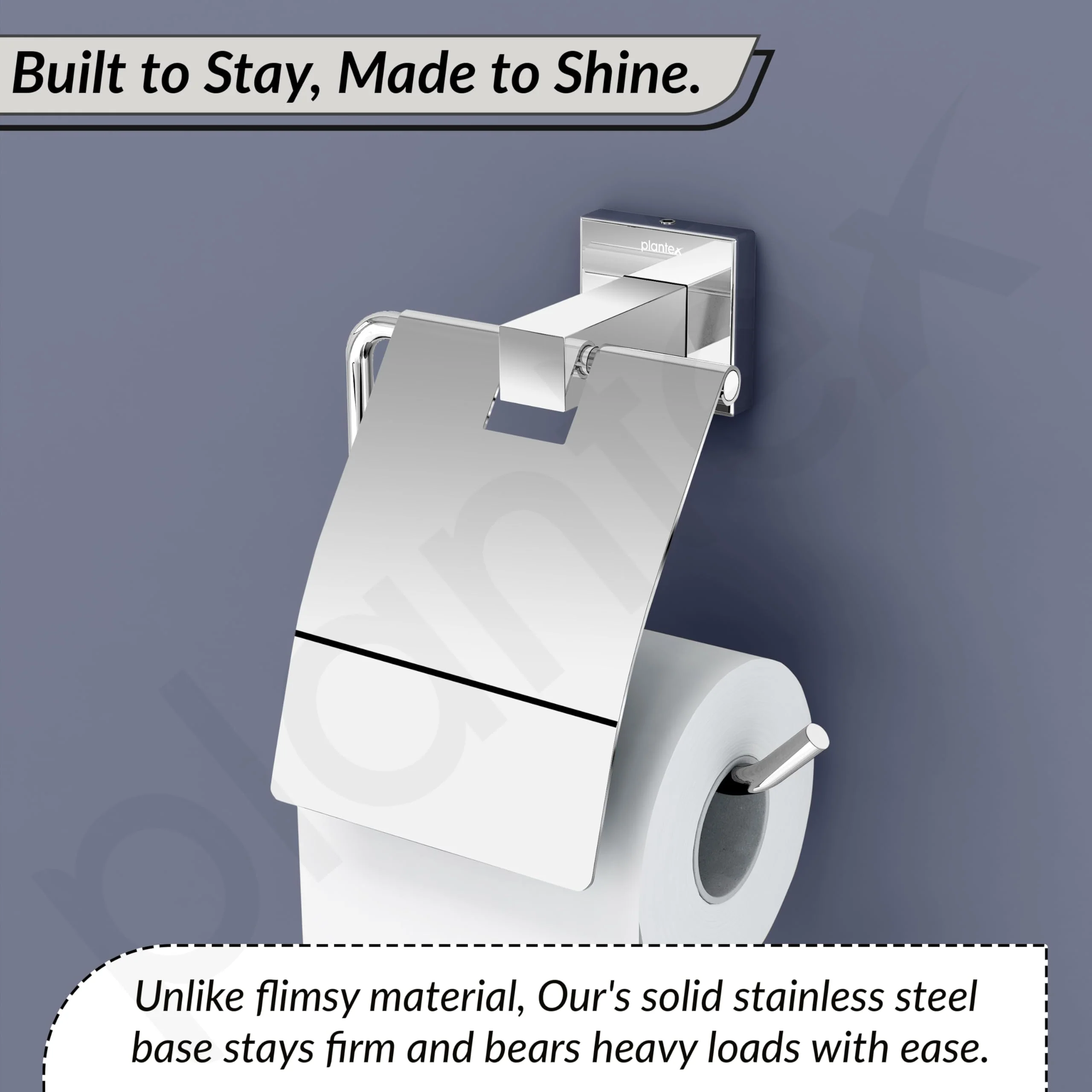 Plantex Aqua Heavy-Duty Stainless Steel Toilet Paper Roll Holder/Toilet Paper Holder in Bathroom/Kitchen/Bathroom Accessories (Chrome) - Pack of 1 - Image 7