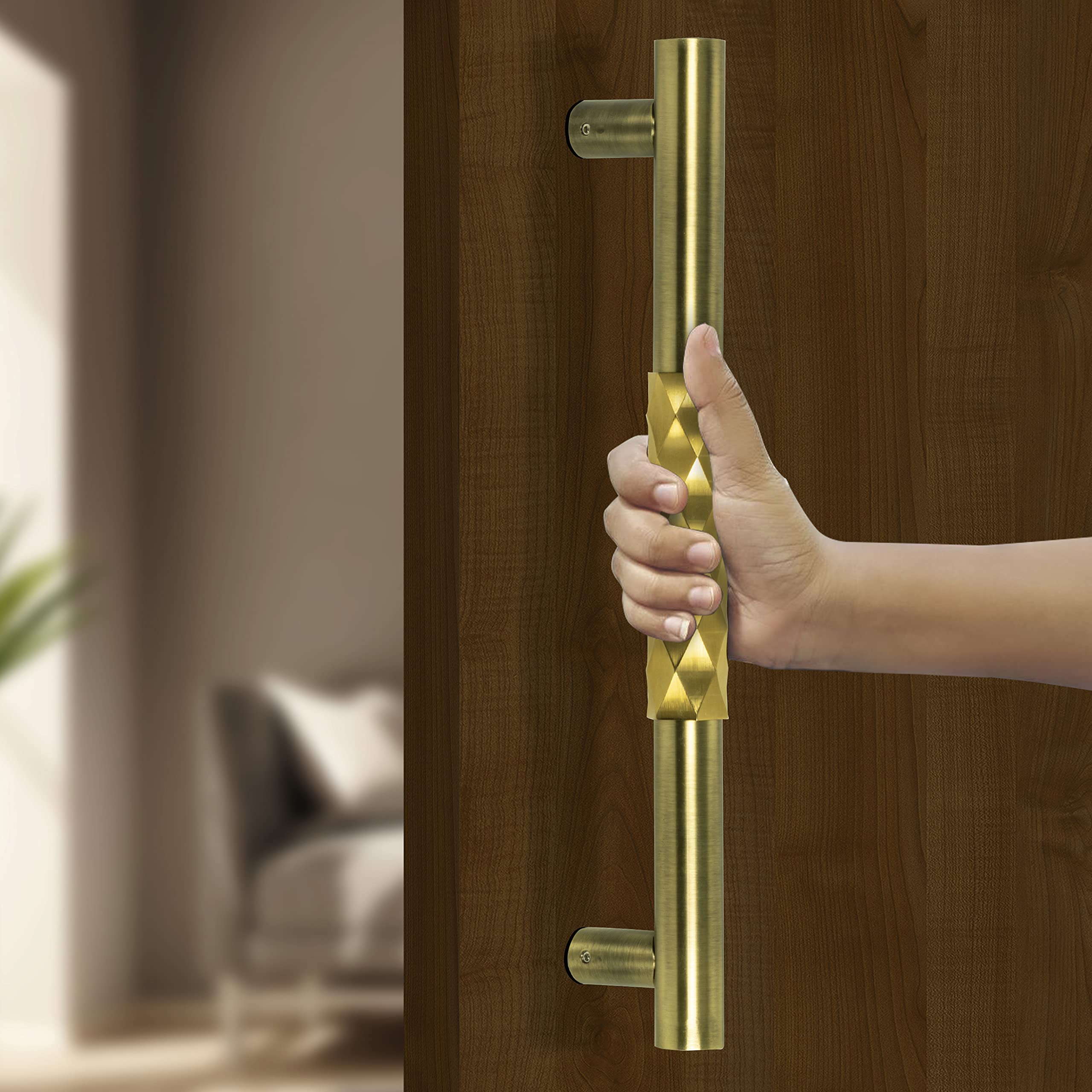 Plantex Aura Main Door Handle/Door Handle For Main Door/14 Inch Push Pull Handle For Home/Office/Hotel (Pack Of 1, Brass Antique&Pvd Gold Finish) - Image 5