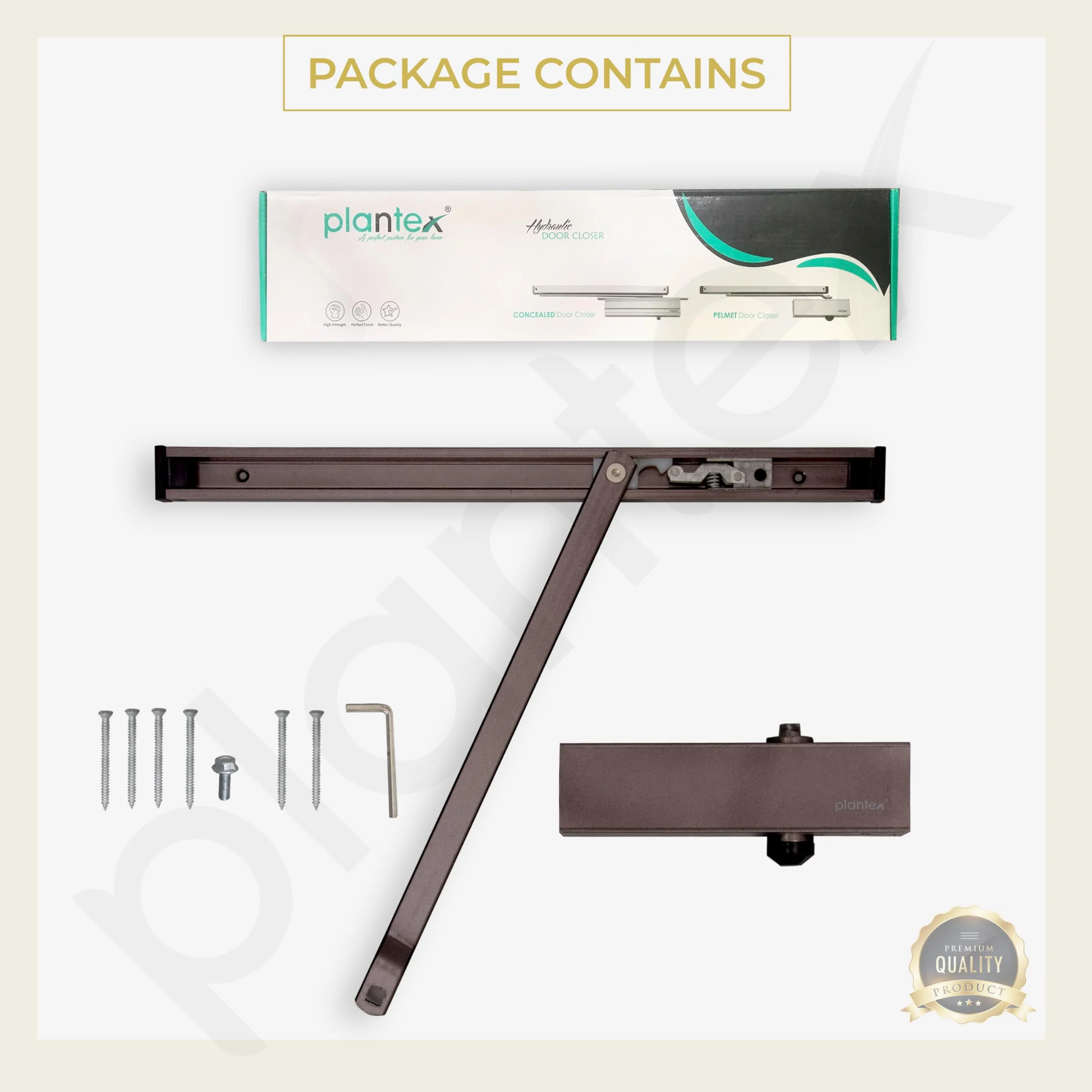 Plantex Automatic Aluminium Soft Door Closer with Double Speed for Heavy Door/Hydraulic Pelmet Arm Door Closer for Hotel-Home-Office (ISO 9001 Certified) (Capacity 120 Kg, Brown) - Image 5