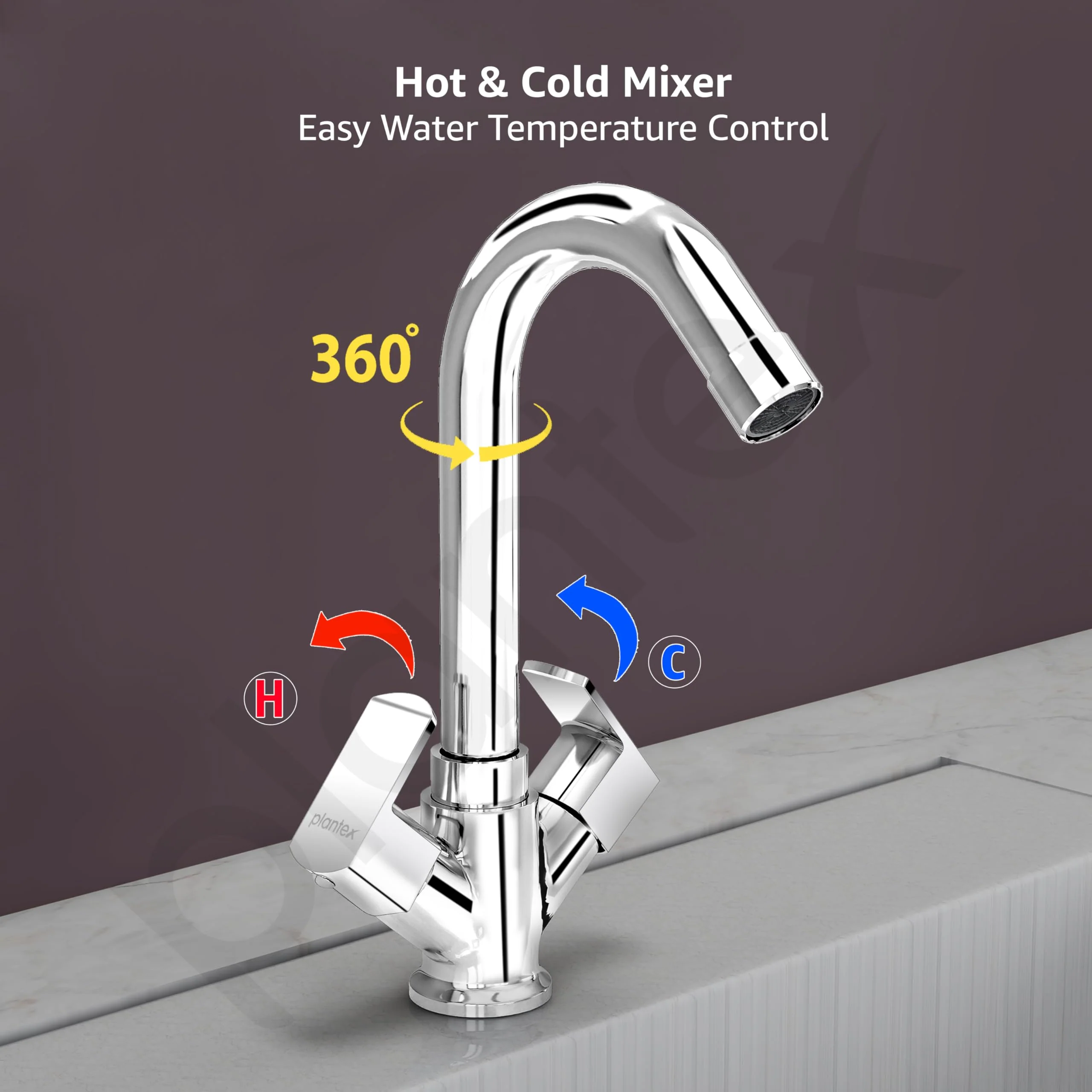 Plantex Basin Mixer Tap for Bathroom/Tap for Wash Basin with Water Saving Aerator/Pillar Tap - (CRM-1280-Chrome) - Image 5