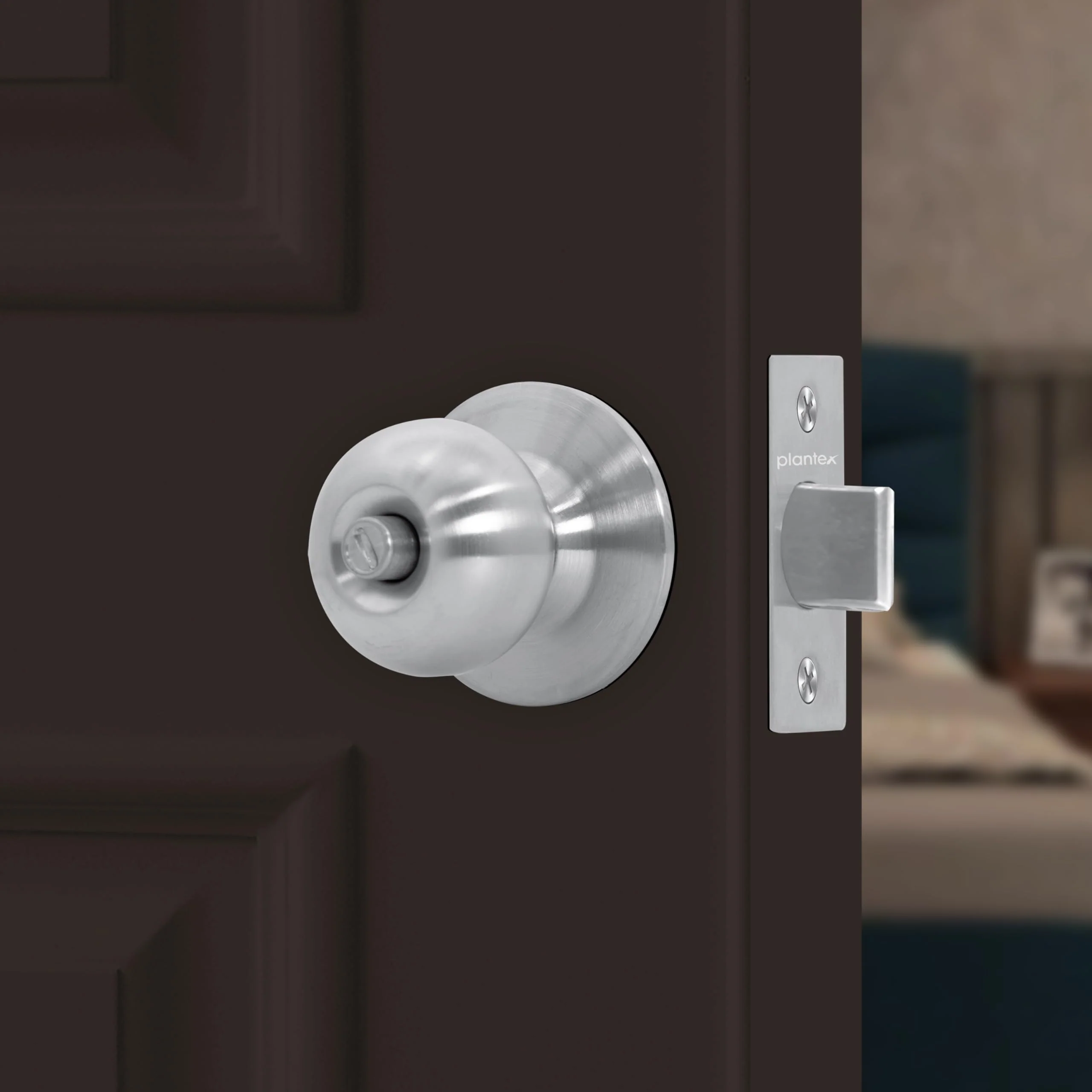 Plantex Bathroom Door Lock - Keyless Cylindrical Lock for Bathroom/Balcony/Tubular Door Knob/Handle (Without Key-Matt) - Image 7
