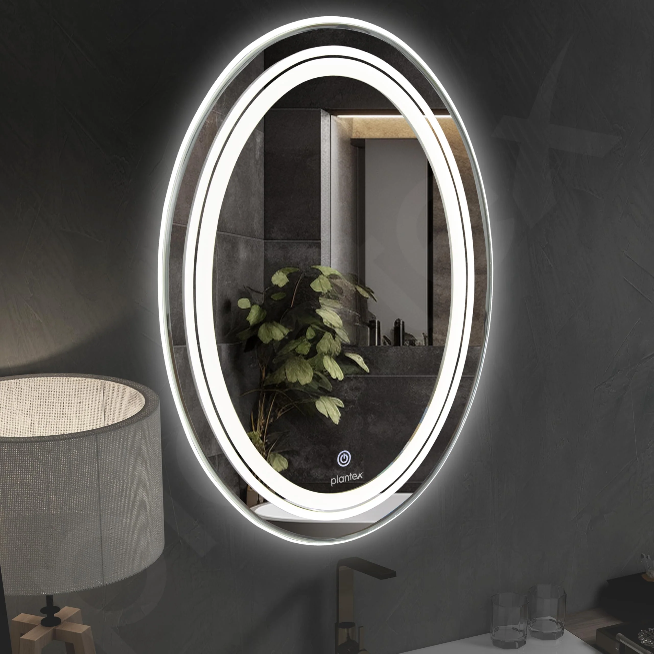 Plantex Bathroom Mirror with LED 3 Lights Tone/Designer Mirror for Living Room/Bedroom/Dressing Room - Oval Shape (18 X 24 Inch) - Image 7